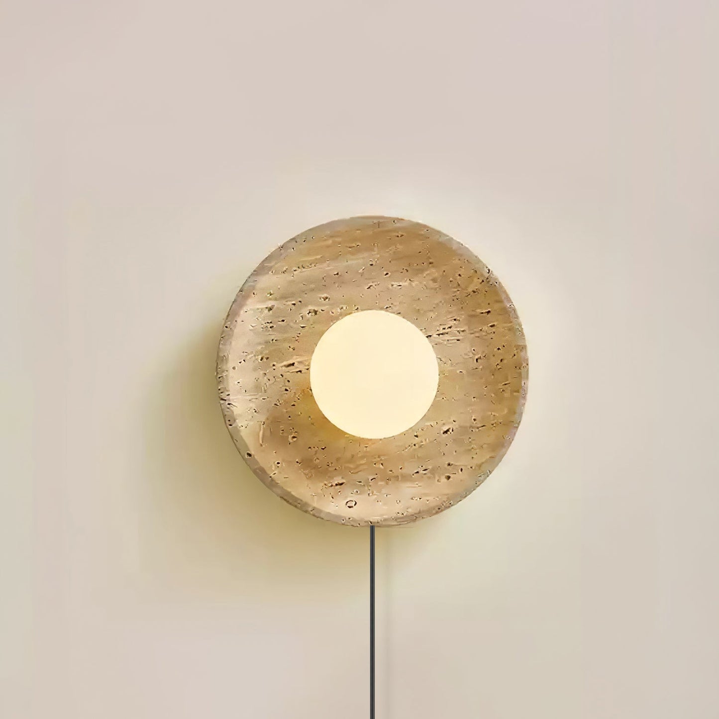 Lunar Eclipse Wall Light | Yellow Travertine & Metal | 25cm/30cm