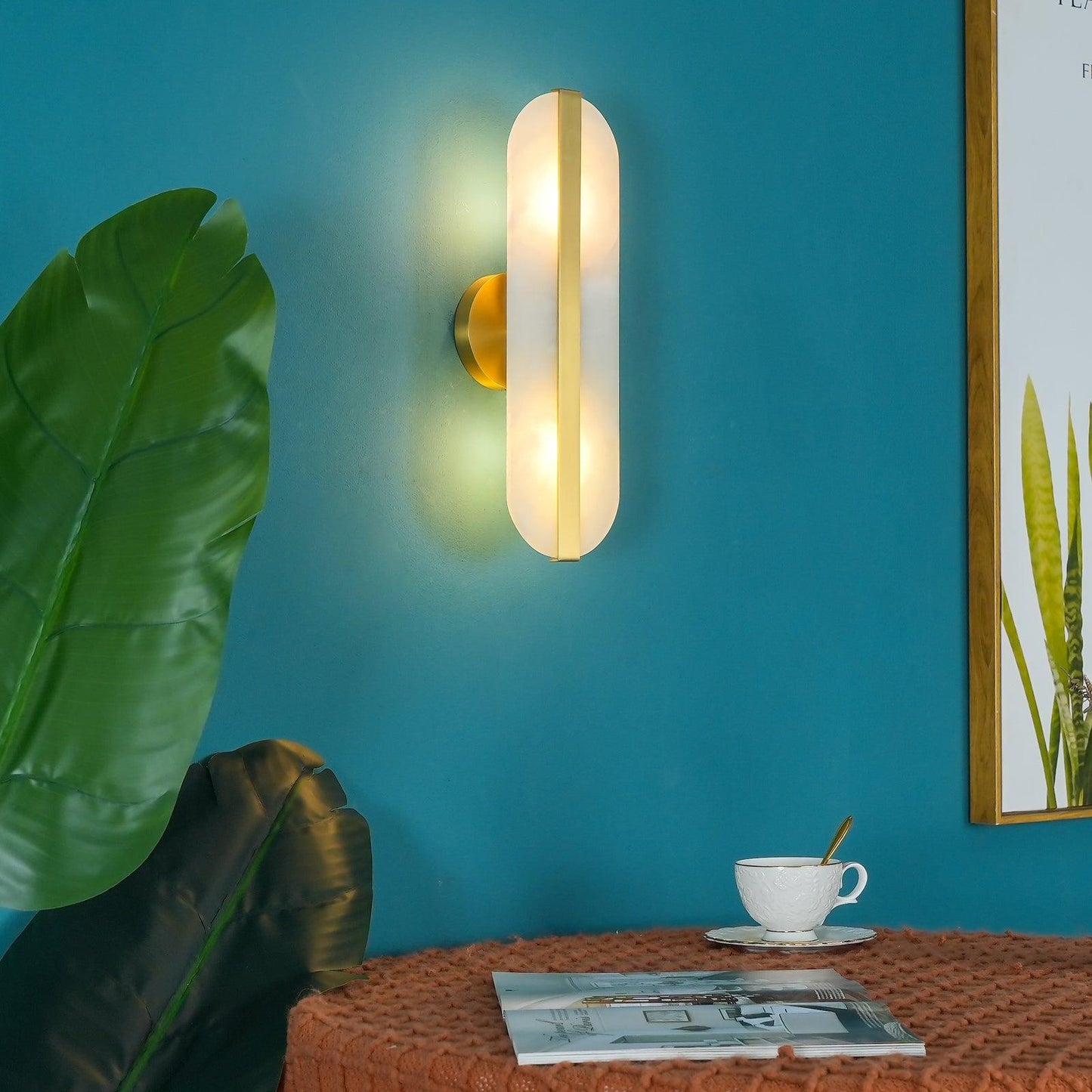 Alabaster LED Wall Sconce | Brass Finish | Set of 2