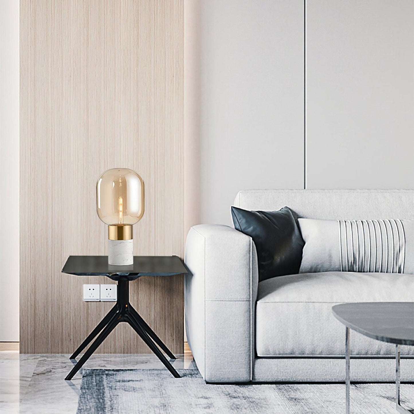 Storm Table Lamp | Glass & Marble | 23cm Diameter