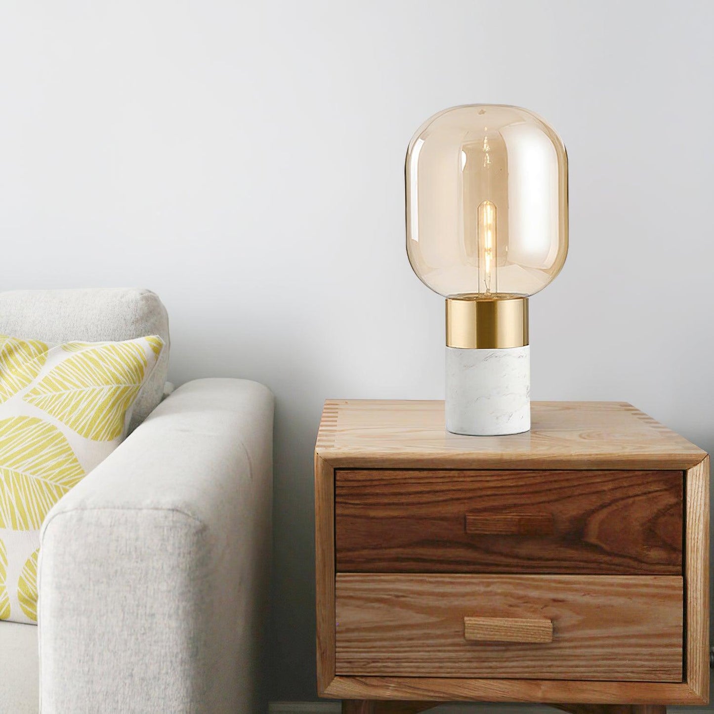 Storm Table Lamp | Glass & Marble | 23cm Diameter
