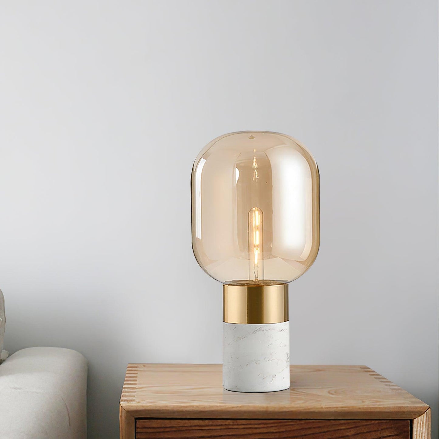 Storm Table Lamp | Glass & Marble | 23cm Diameter