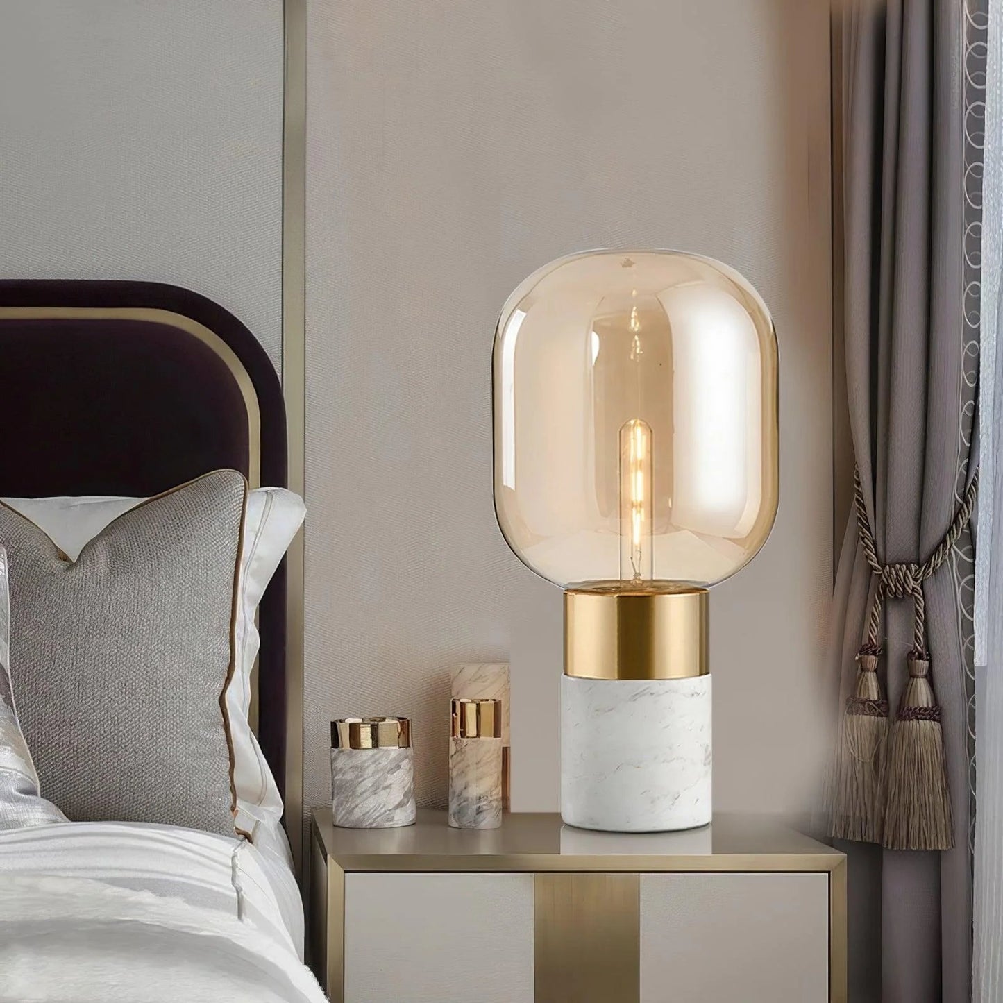 Storm Table Lamp | Glass & Marble | 23cm Diameter