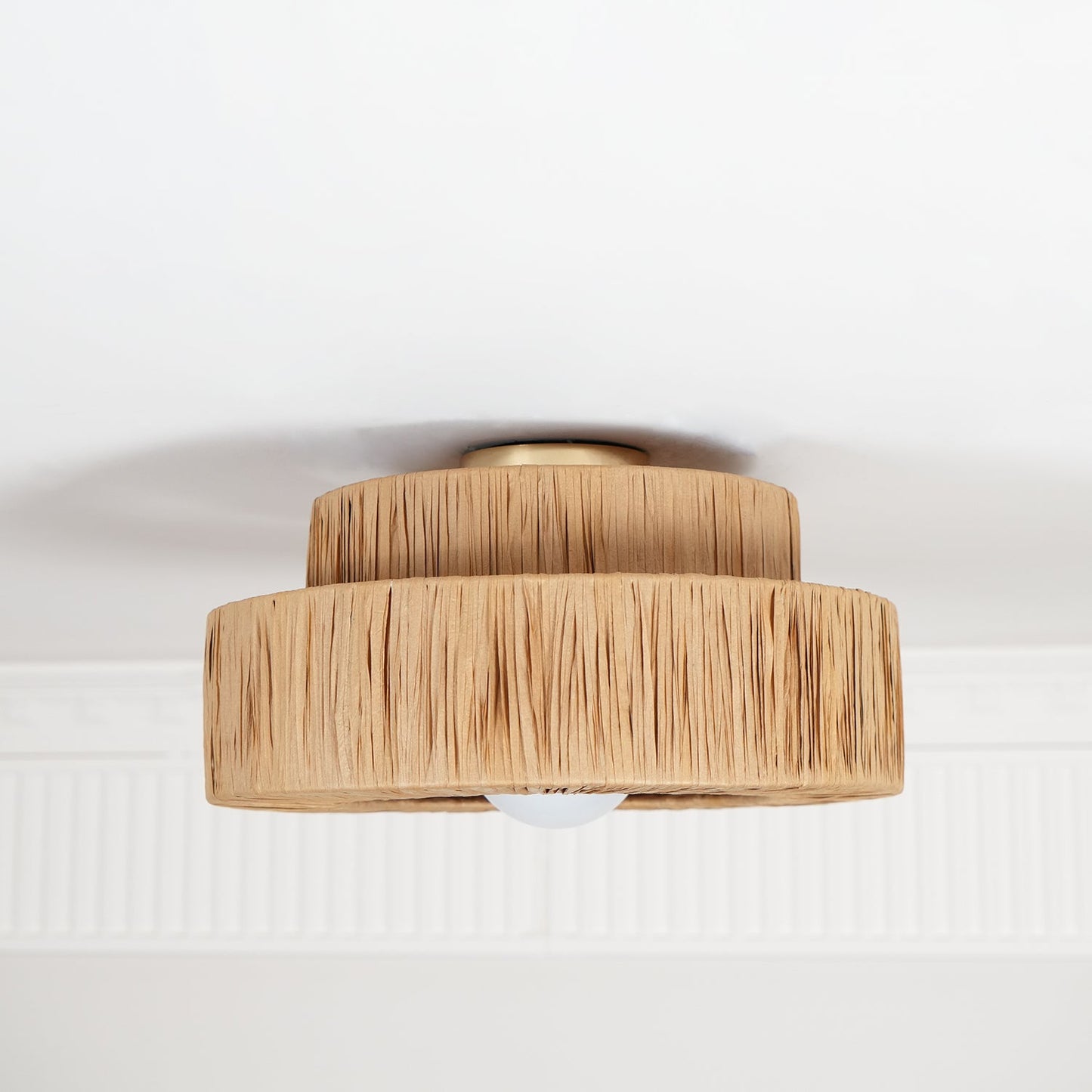 Straw Art Ceiling Lamp | Handcrafted Raffia | 35cm/45cm Diameter