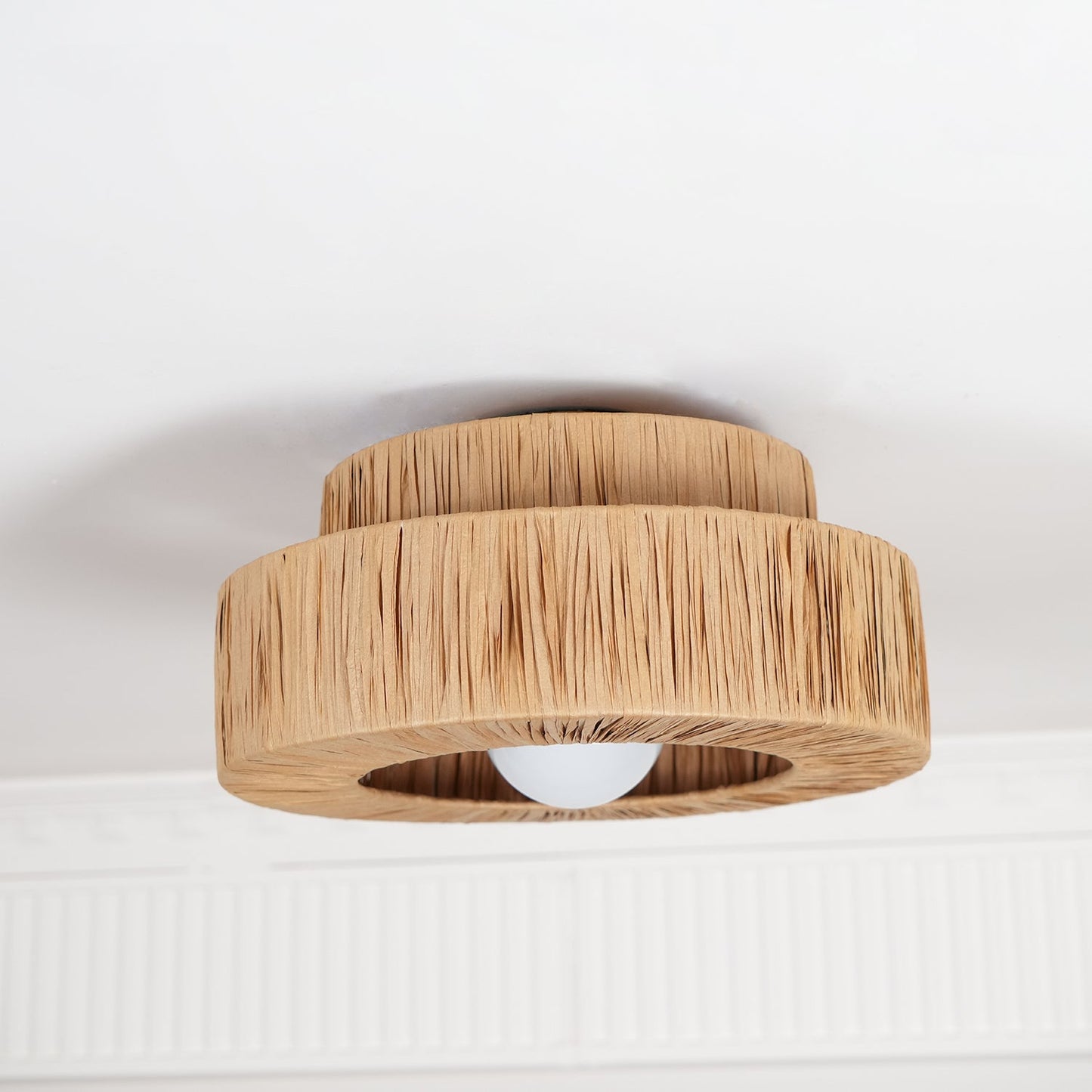 Straw Art Ceiling Lamp | Handcrafted Raffia | 35cm/45cm Diameter