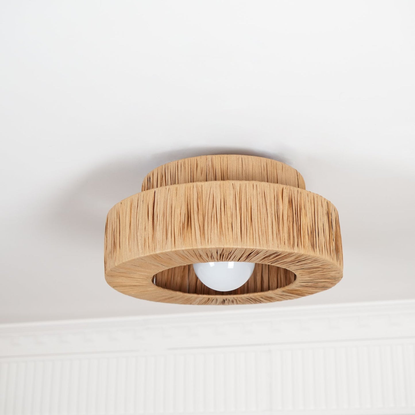 Straw Art Ceiling Lamp | Handcrafted Raffia | 35cm/45cm Diameter
