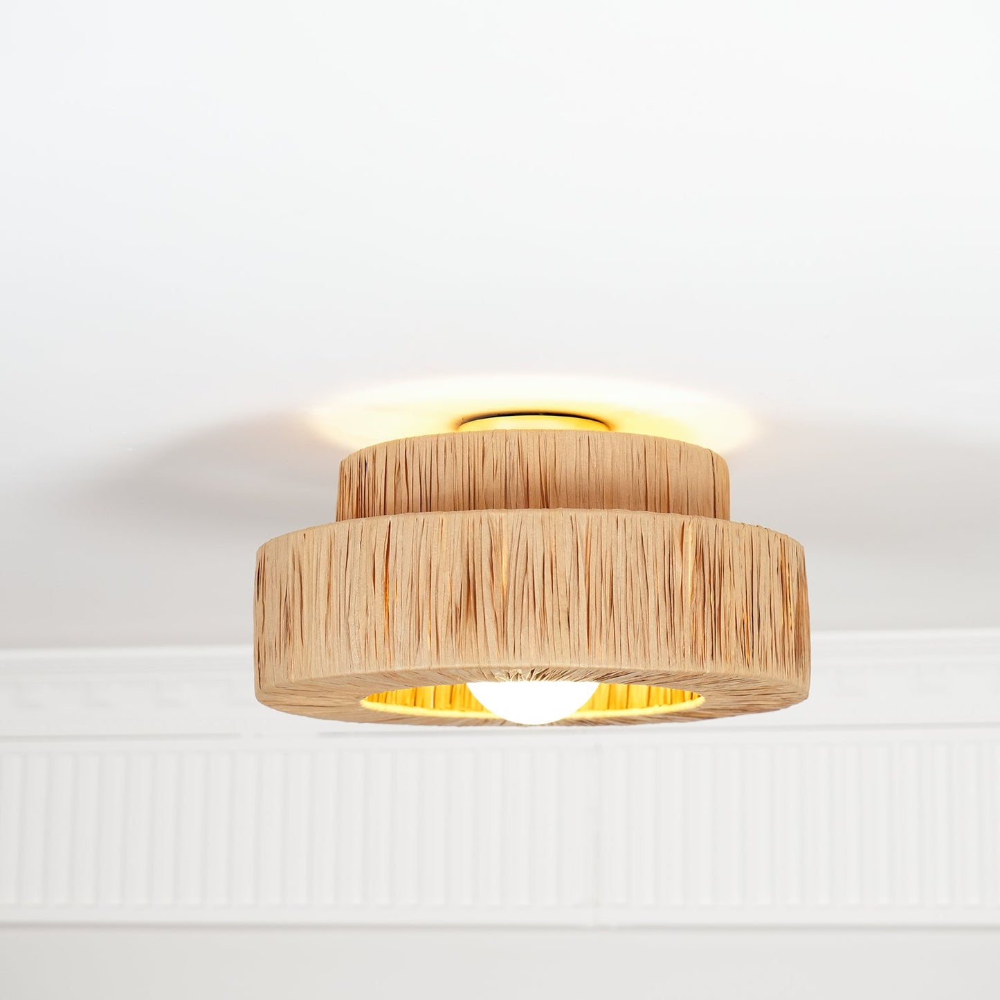 Straw Art Ceiling Lamp | Handcrafted Raffia | 35cm/45cm Diameter