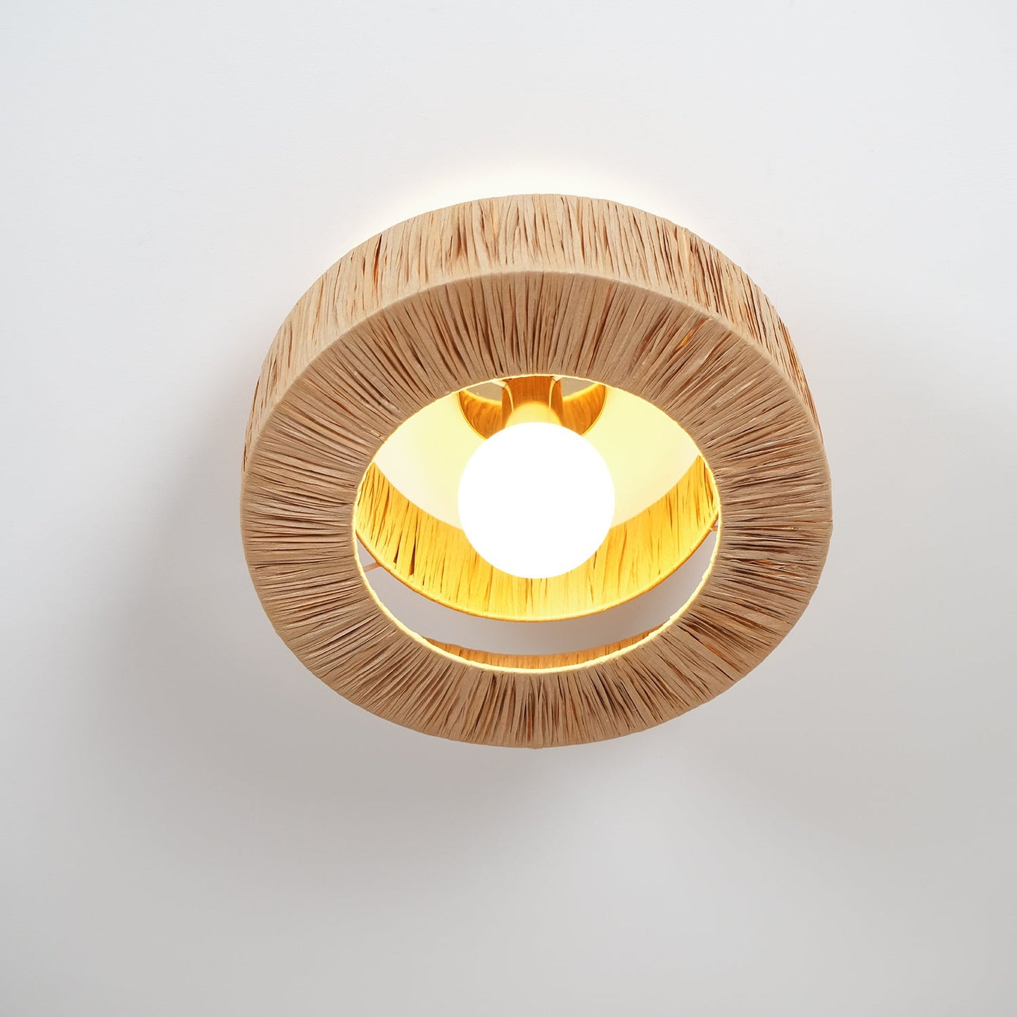 Straw Art Ceiling Lamp | Handcrafted Raffia | 35cm/45cm Diameter