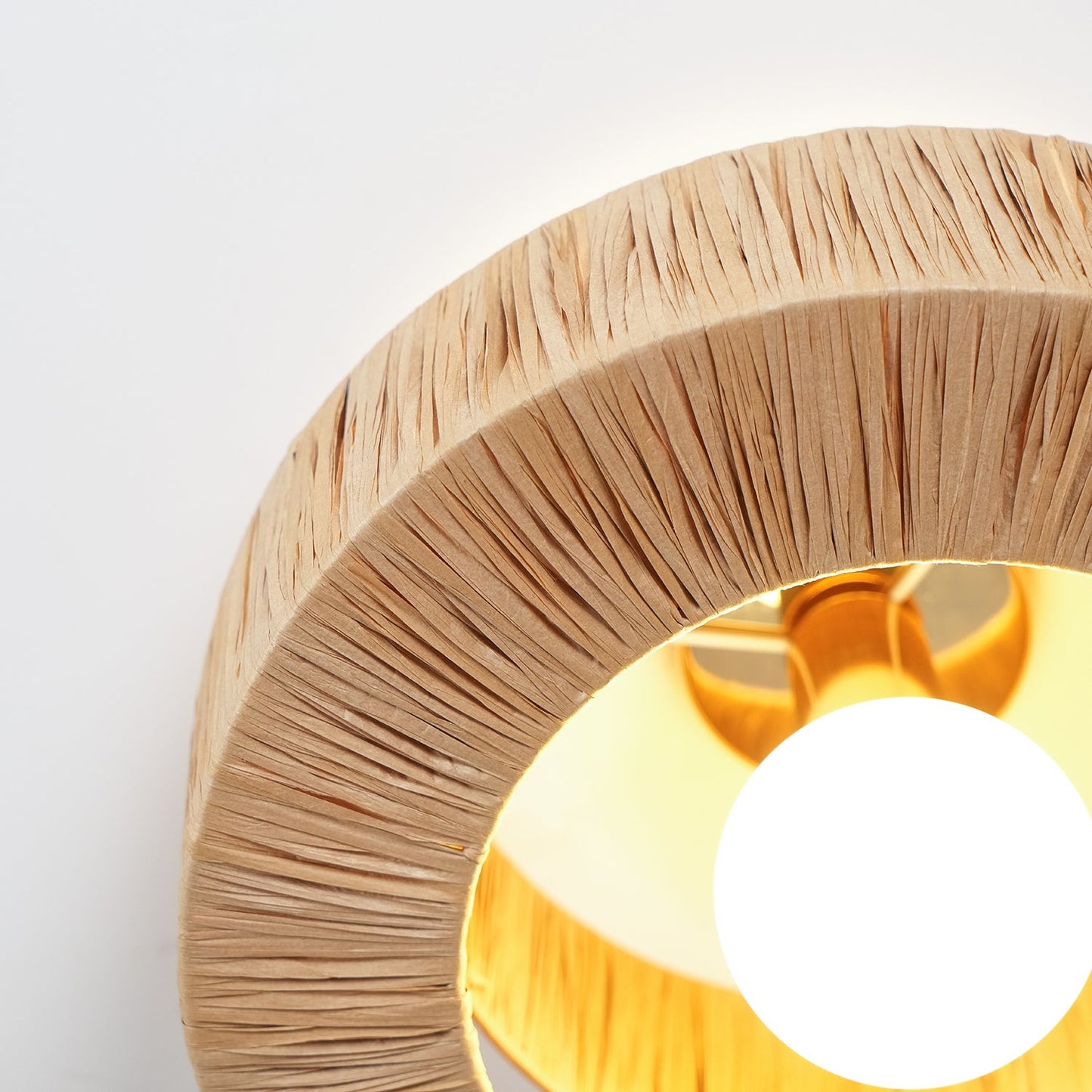 Straw Art Ceiling Lamp | Handcrafted Raffia | 35cm/45cm Diameter