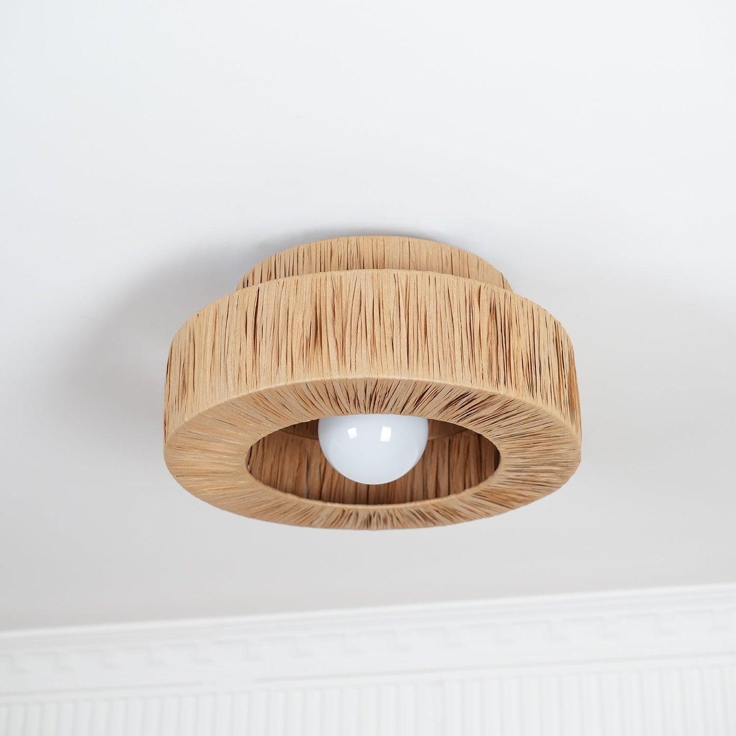 Straw Art Ceiling Lamp | Handcrafted Raffia | 35cm/45cm Diameter
