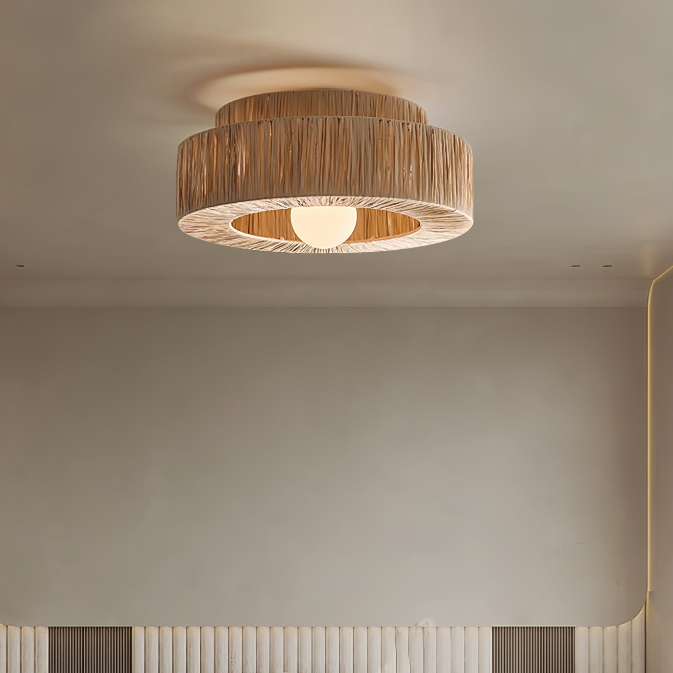 Straw Art Ceiling Lamp | Handcrafted Raffia | 35cm/45cm Diameter