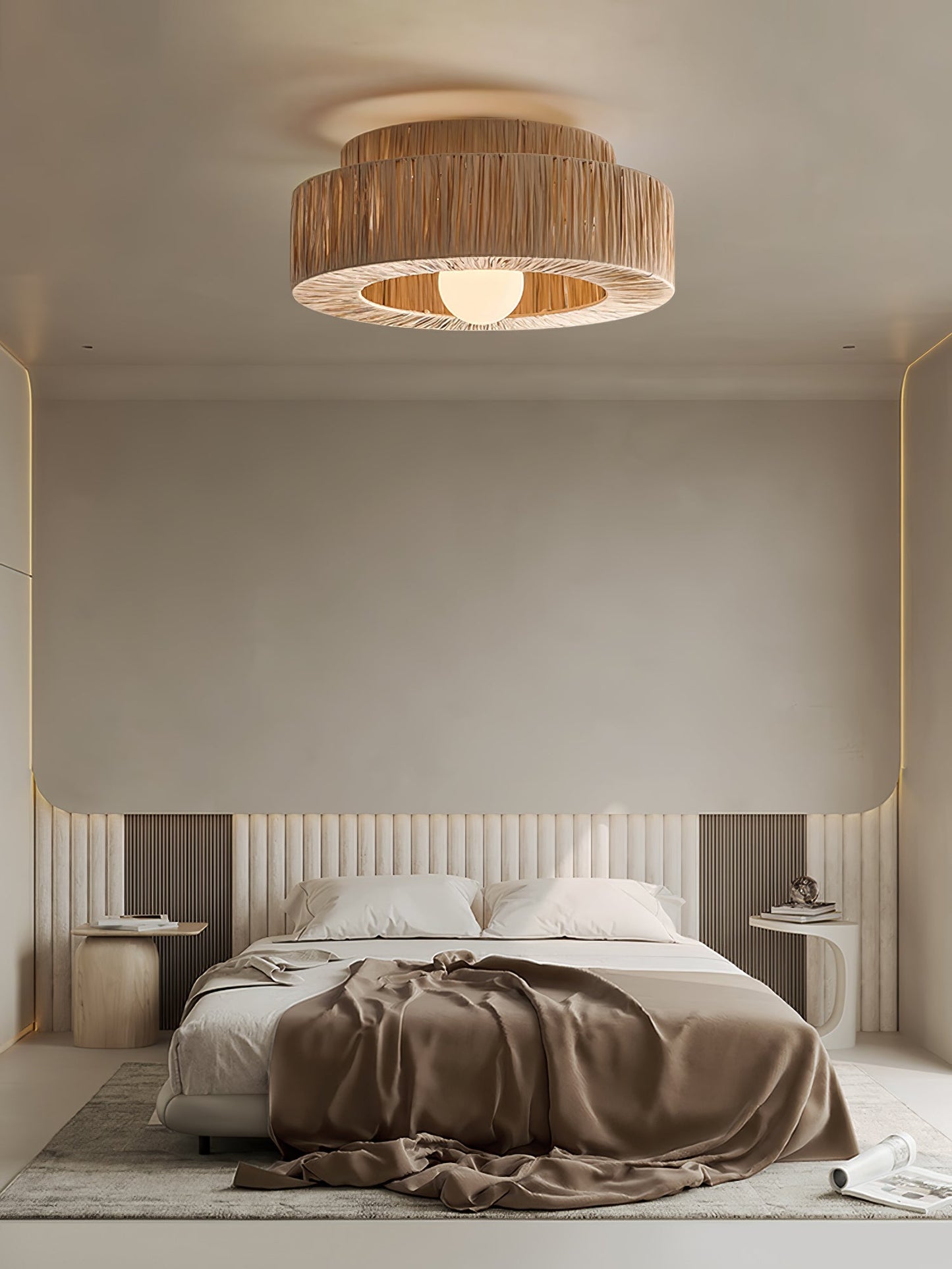 Straw Art Ceiling Lamp | Handcrafted Raffia | 35cm/45cm Diameter