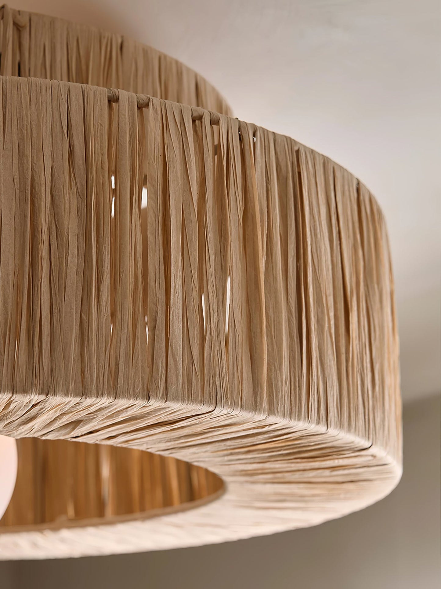 Straw Art Ceiling Lamp | Handcrafted Raffia | 35cm/45cm Diameter