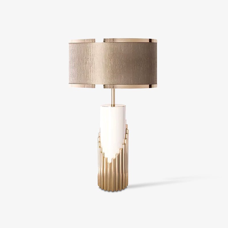 Streamline Table Lamp | White Lacquer & Gold Brass | 38cm Diameter