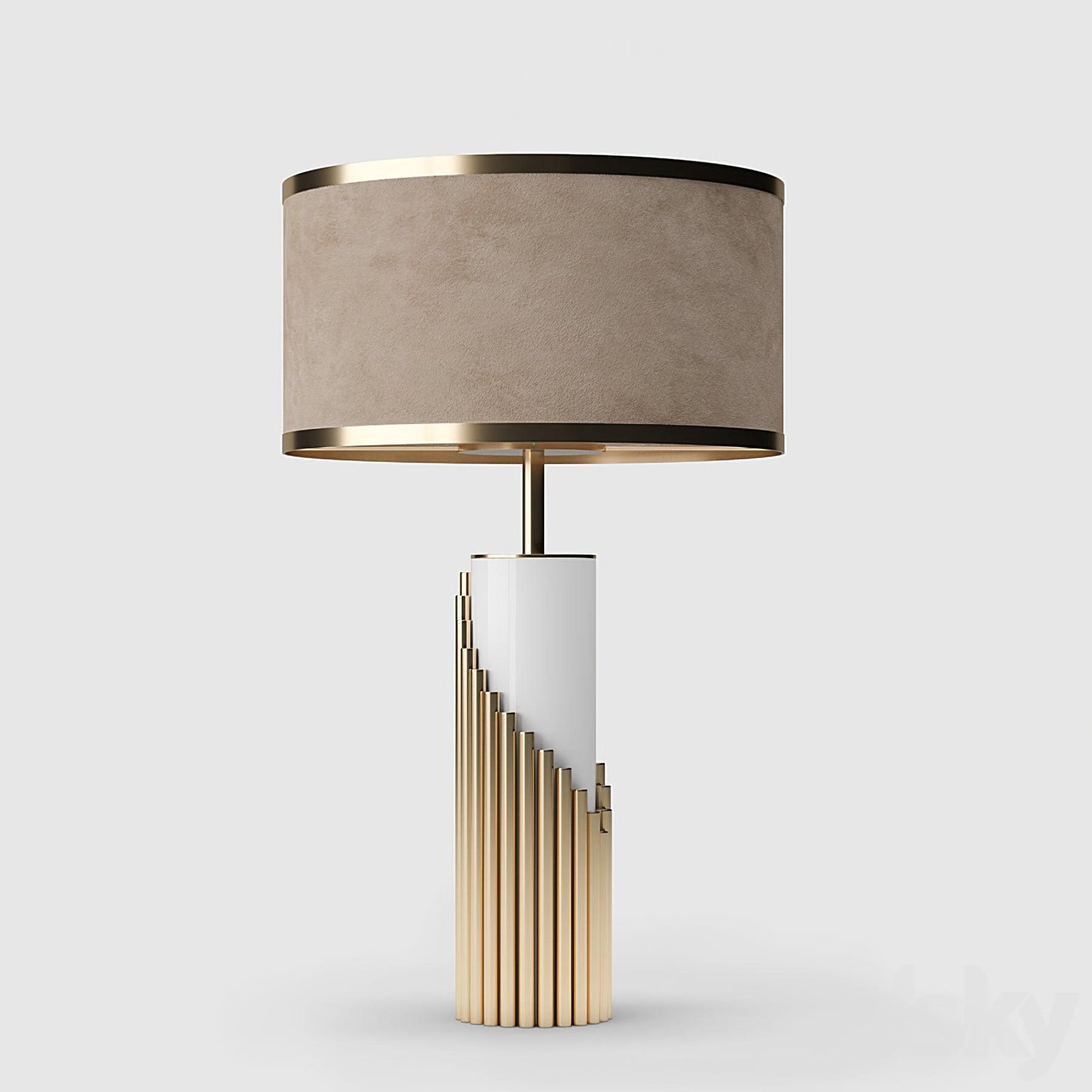 Streamline Table Lamp | White Lacquer & Gold Brass | 38cm Diameter