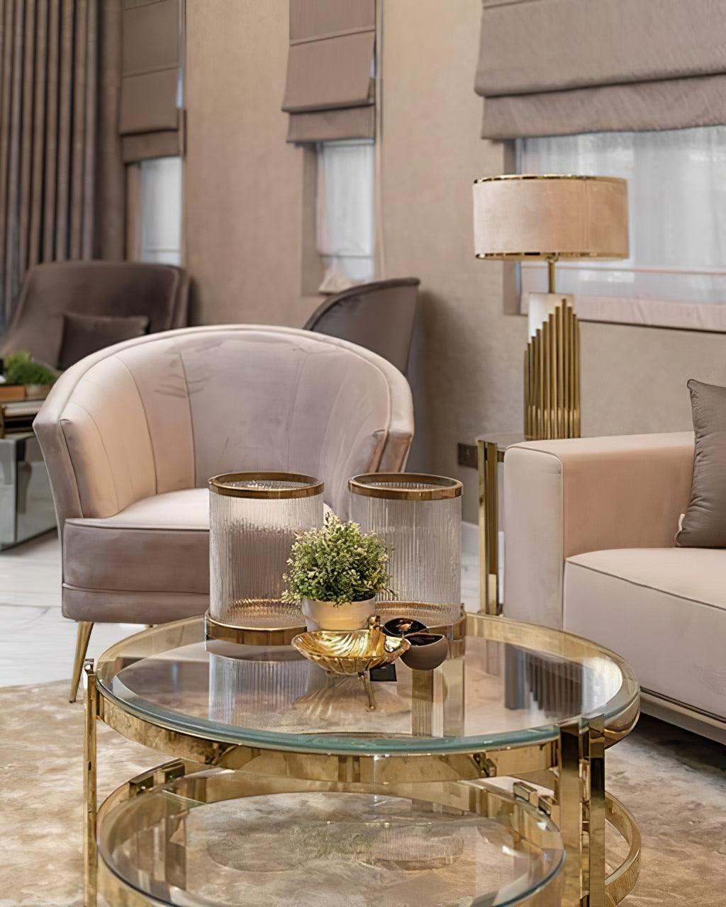 Streamline Table Lamp | White Lacquer & Gold Brass | 38cm Diameter