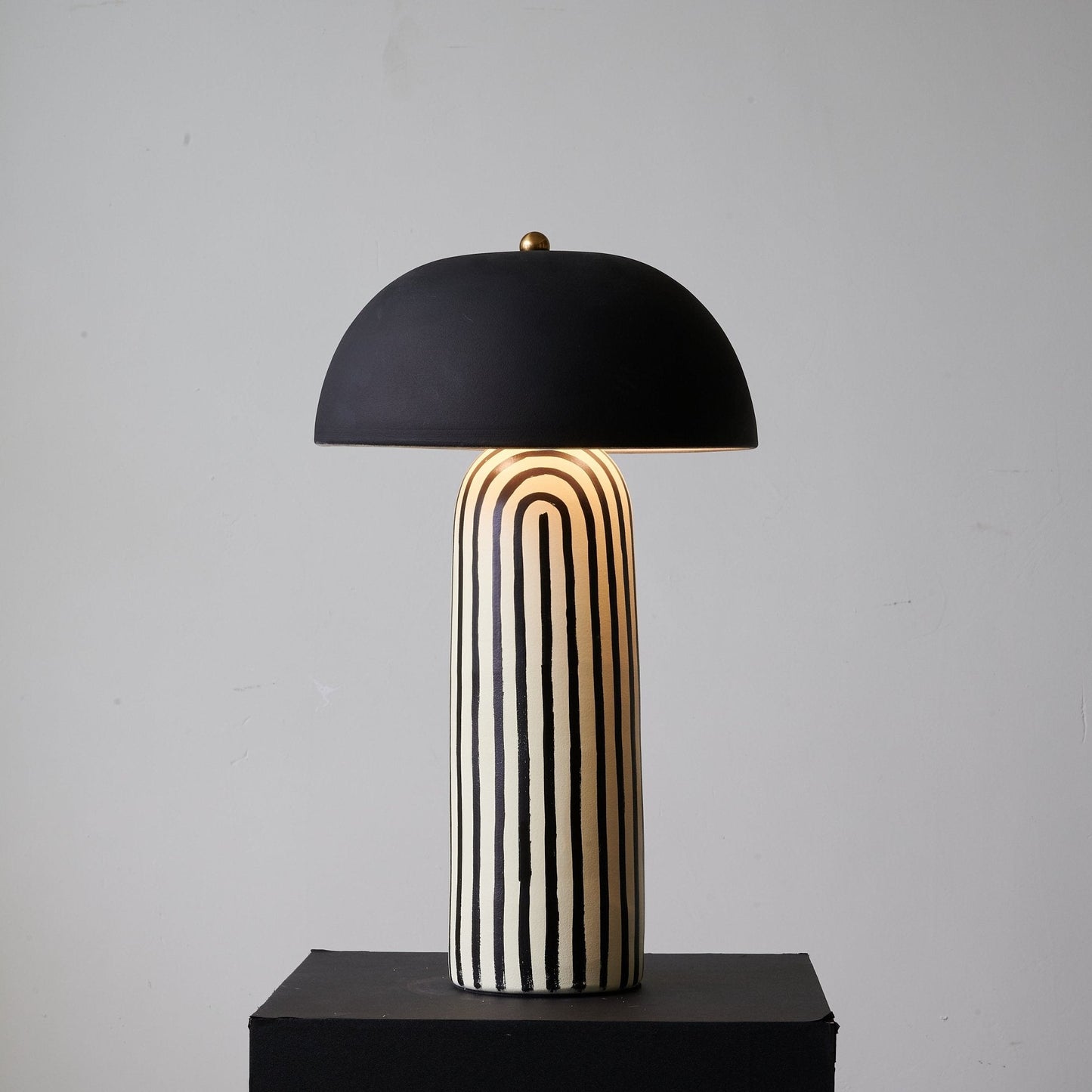 Stria Table Lamp | Hand-Painted Ceramic | Black & White