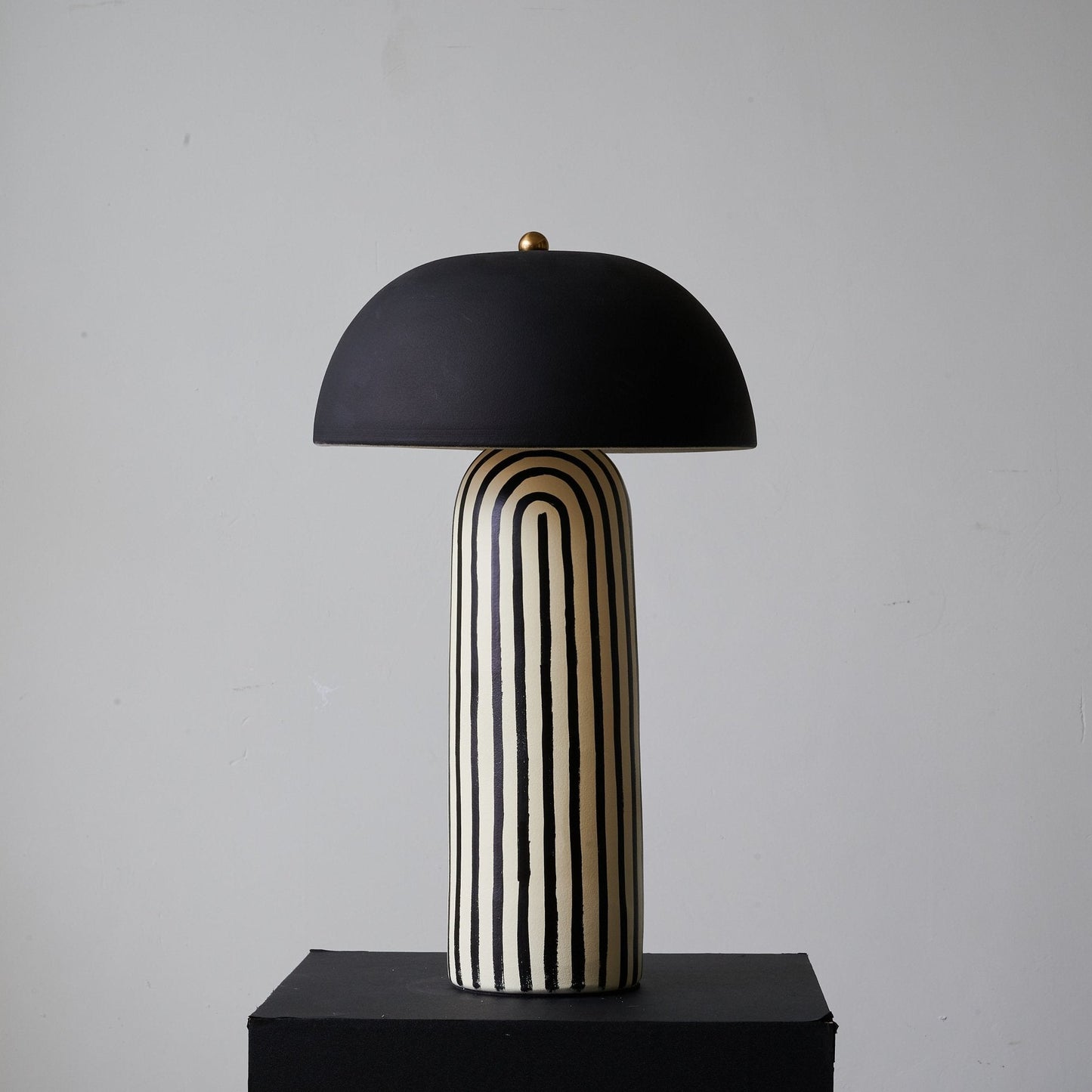 Stria Table Lamp | Hand-Painted Ceramic | Black & White