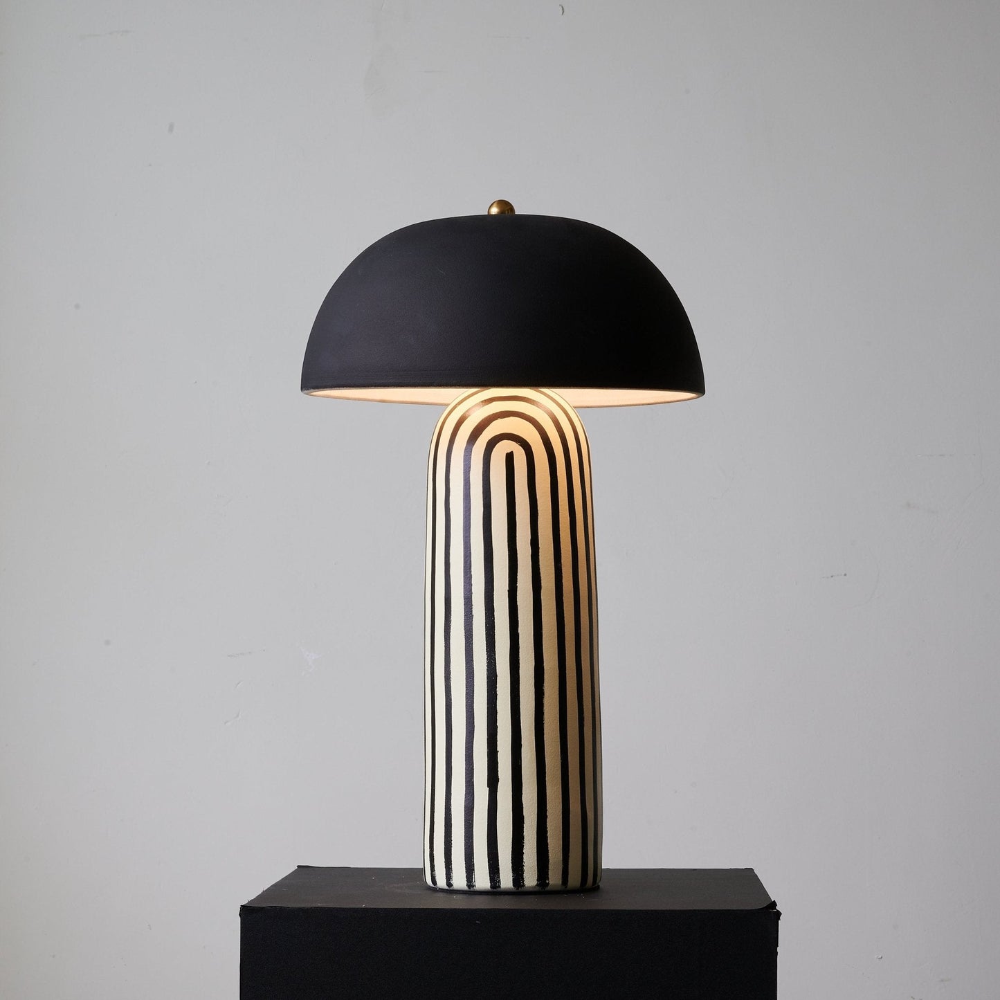 Stria Table Lamp | Hand-Painted Ceramic | Black & White