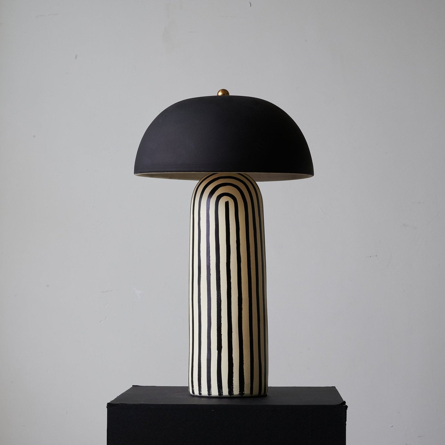 Stria Table Lamp | Hand-Painted Ceramic | Black & White