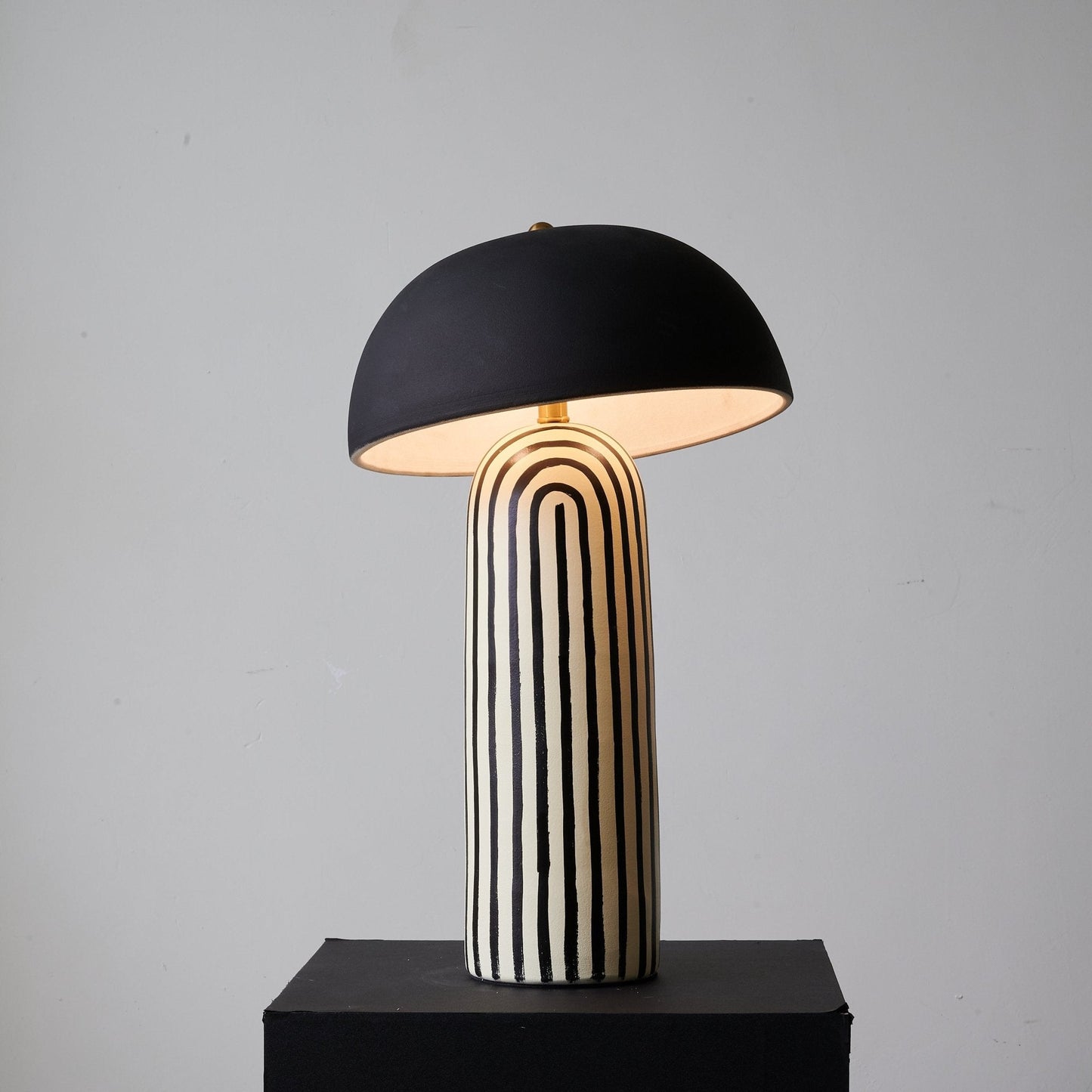 Stria Table Lamp | Hand-Painted Ceramic | Black & White