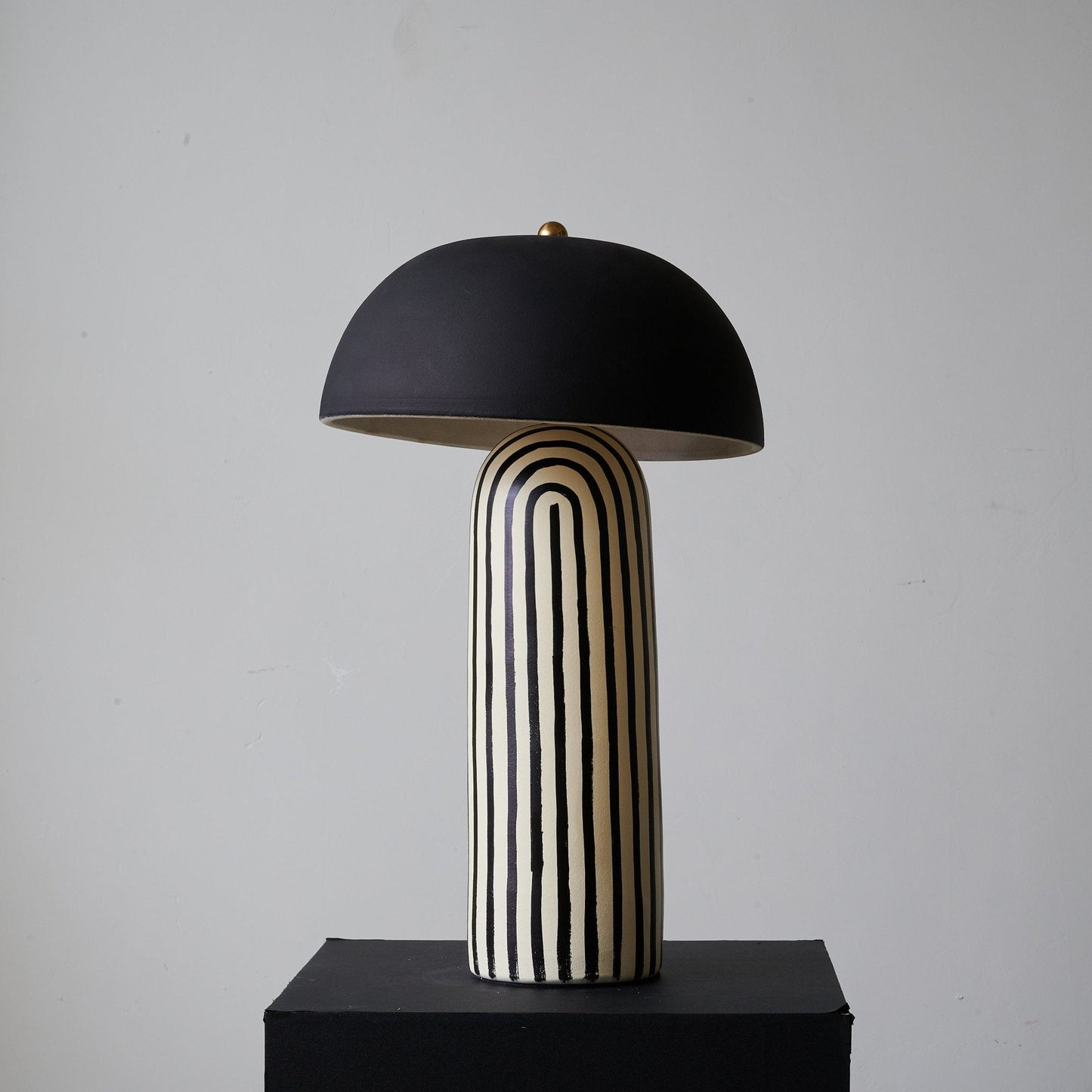 Stria Table Lamp | Hand-Painted Ceramic | Black & White
