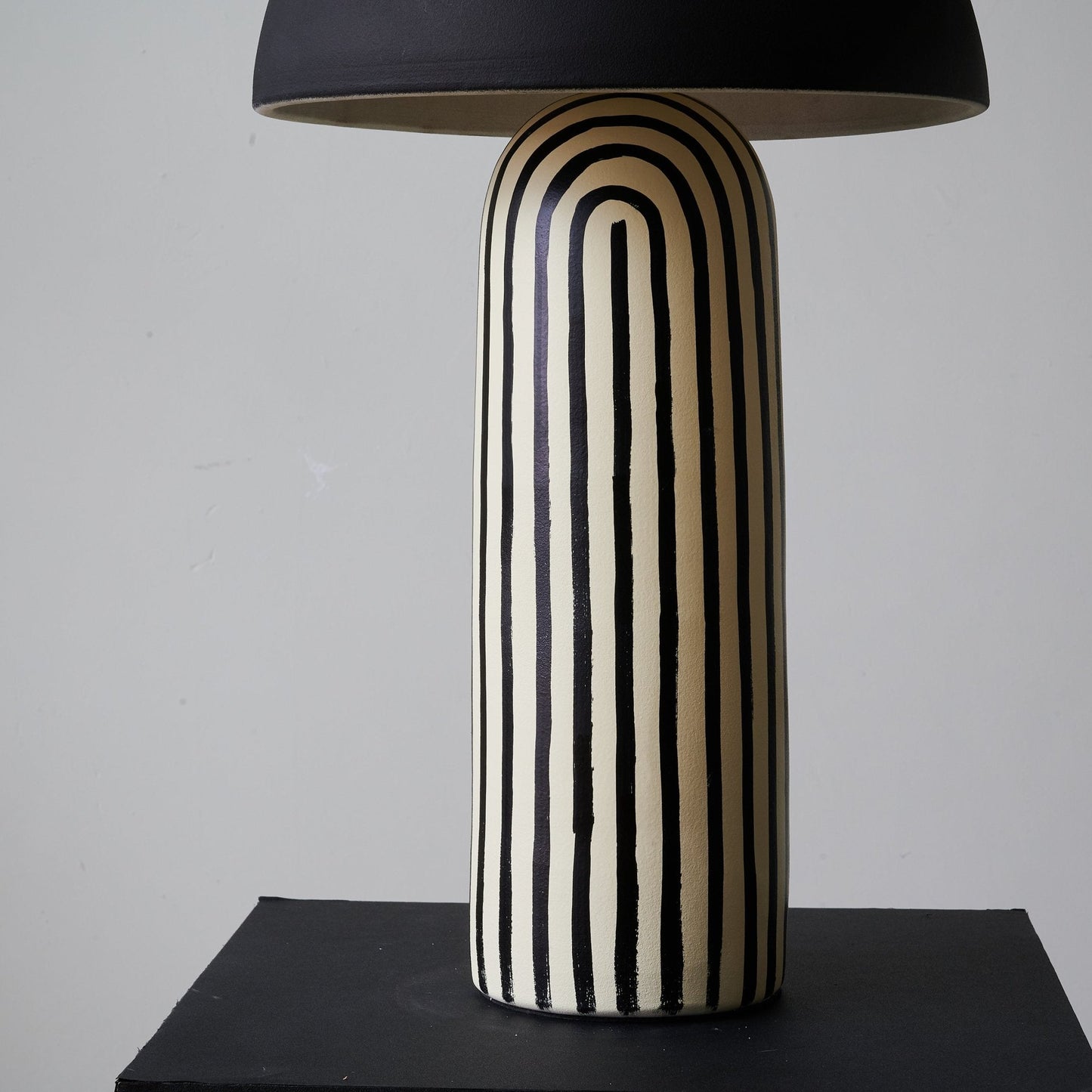 Stria Table Lamp | Hand-Painted Ceramic | Black & White
