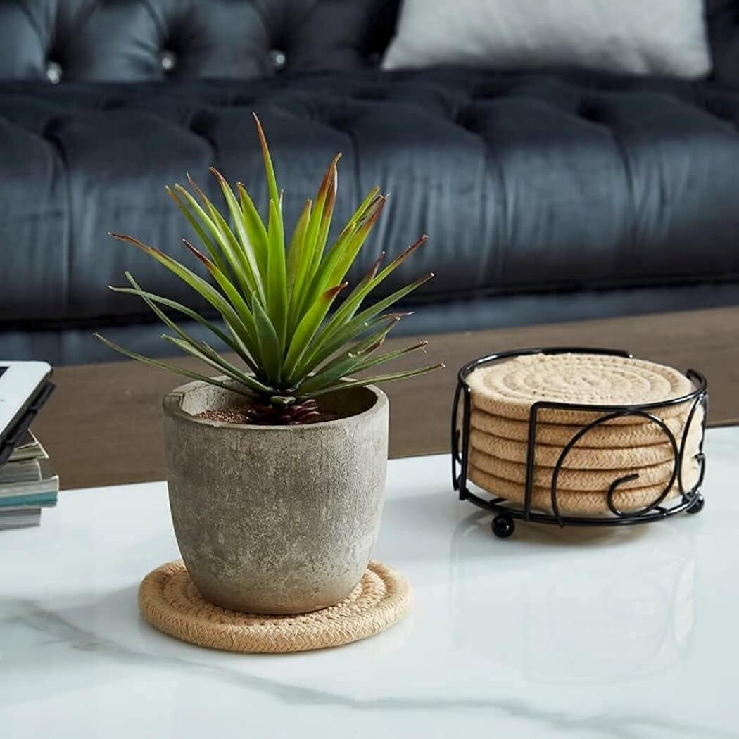 Cotton Rope Coasters | Eco-Friendly & Absorbent | Set of 6 (White)