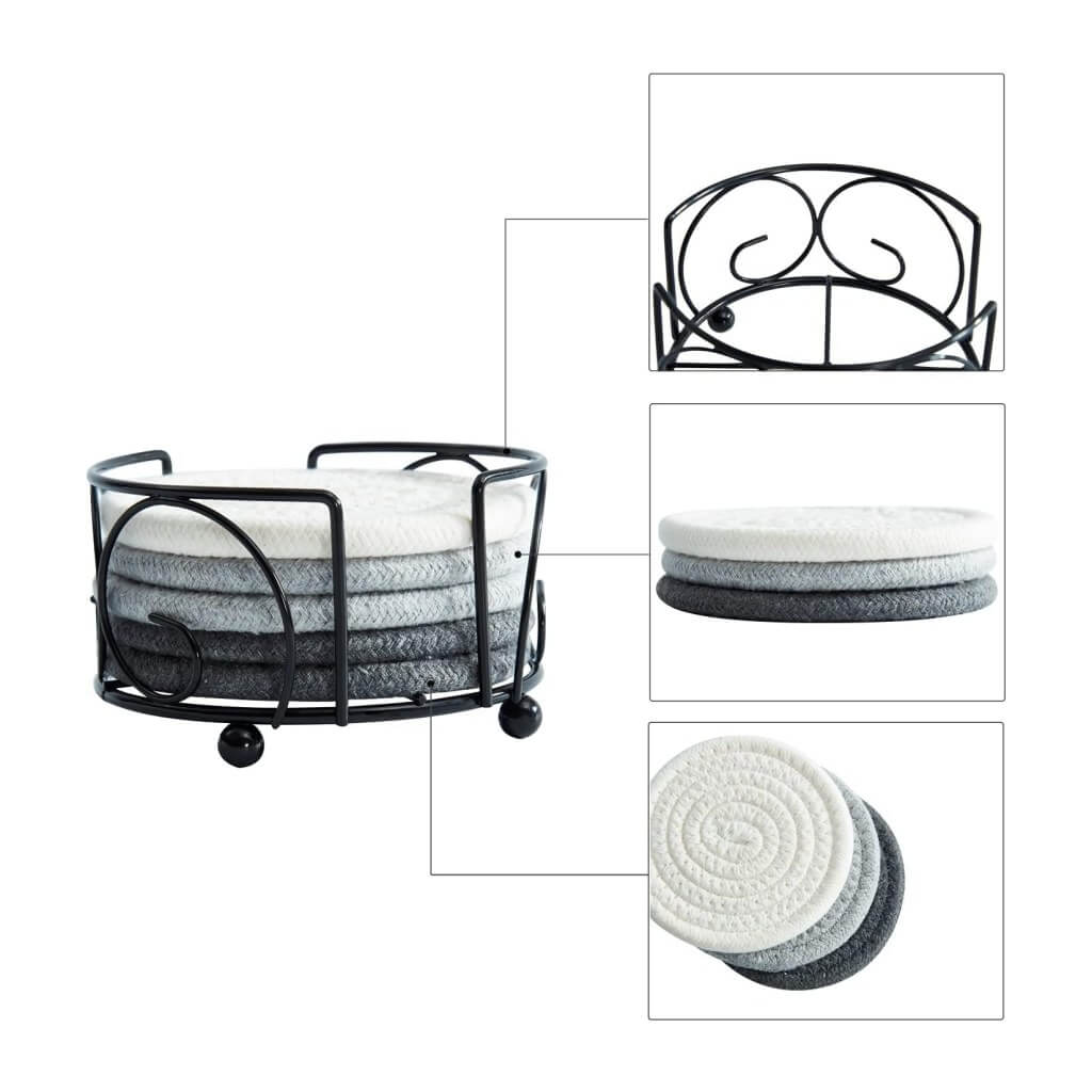 Cotton Rope Coasters | Eco-Friendly & Absorbent | Set of 6 (White)
