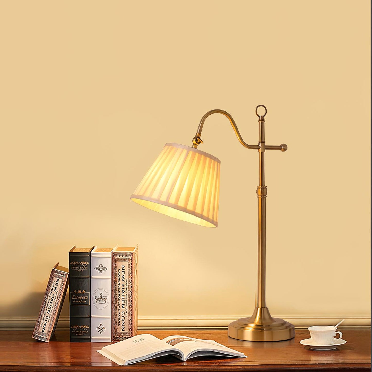 Suffolk Table Lamp | Antique Brass | Adjustable Cream Shade