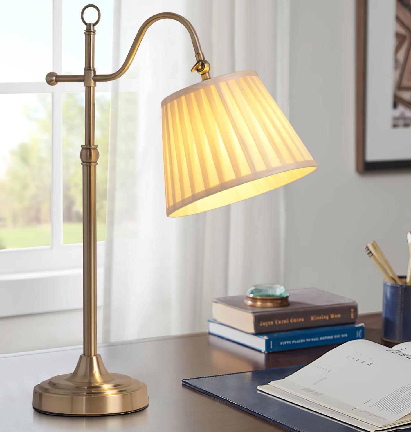 Suffolk Table Lamp | Antique Brass | Adjustable Cream Shade