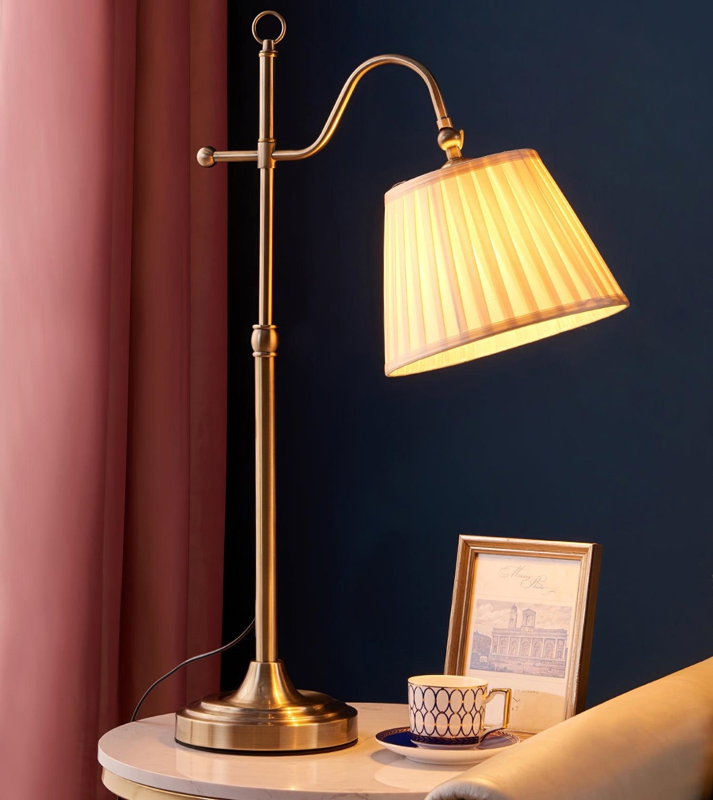 Suffolk Table Lamp | Antique Brass | Adjustable Cream Shade