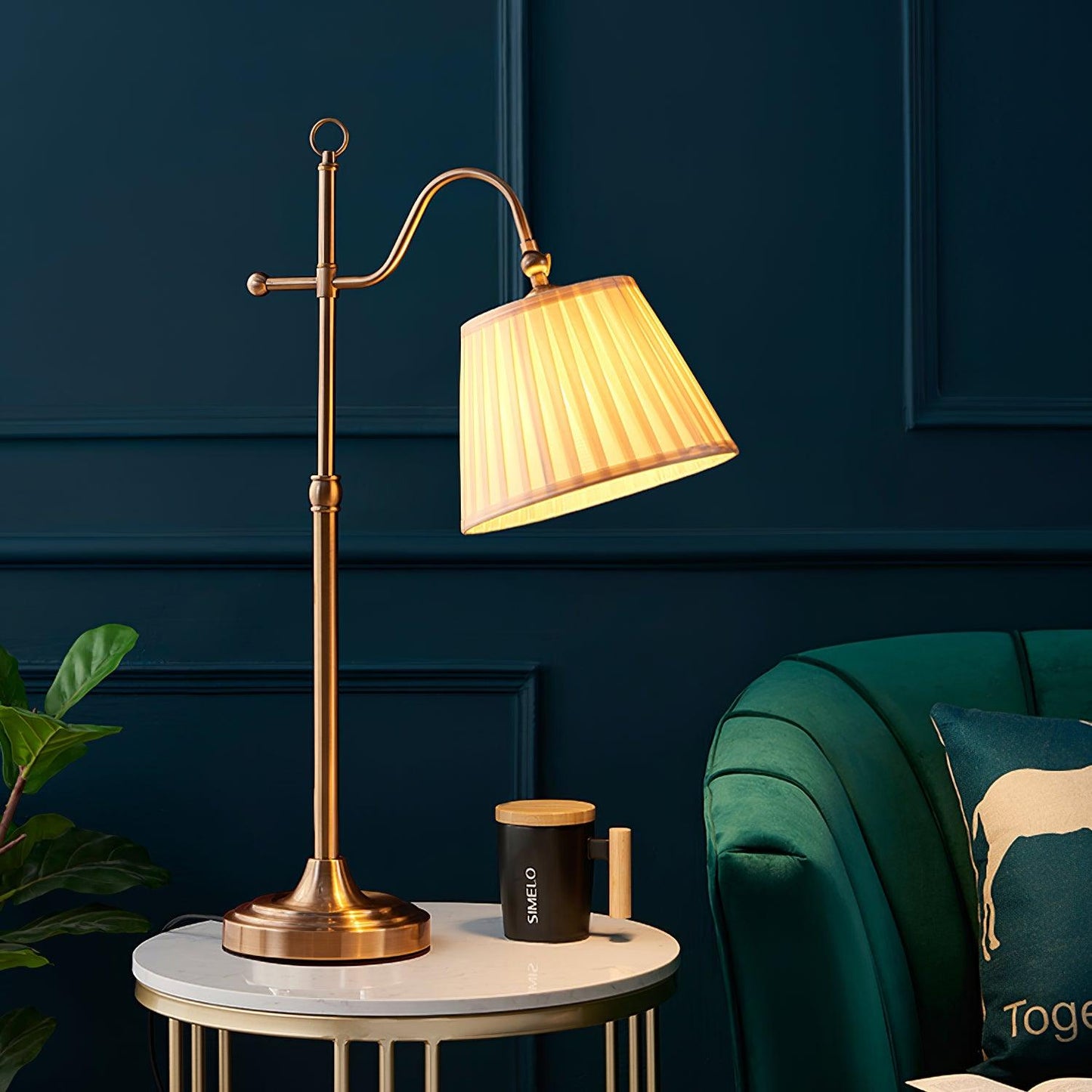 Suffolk Table Lamp | Antique Brass | Adjustable Cream Shade