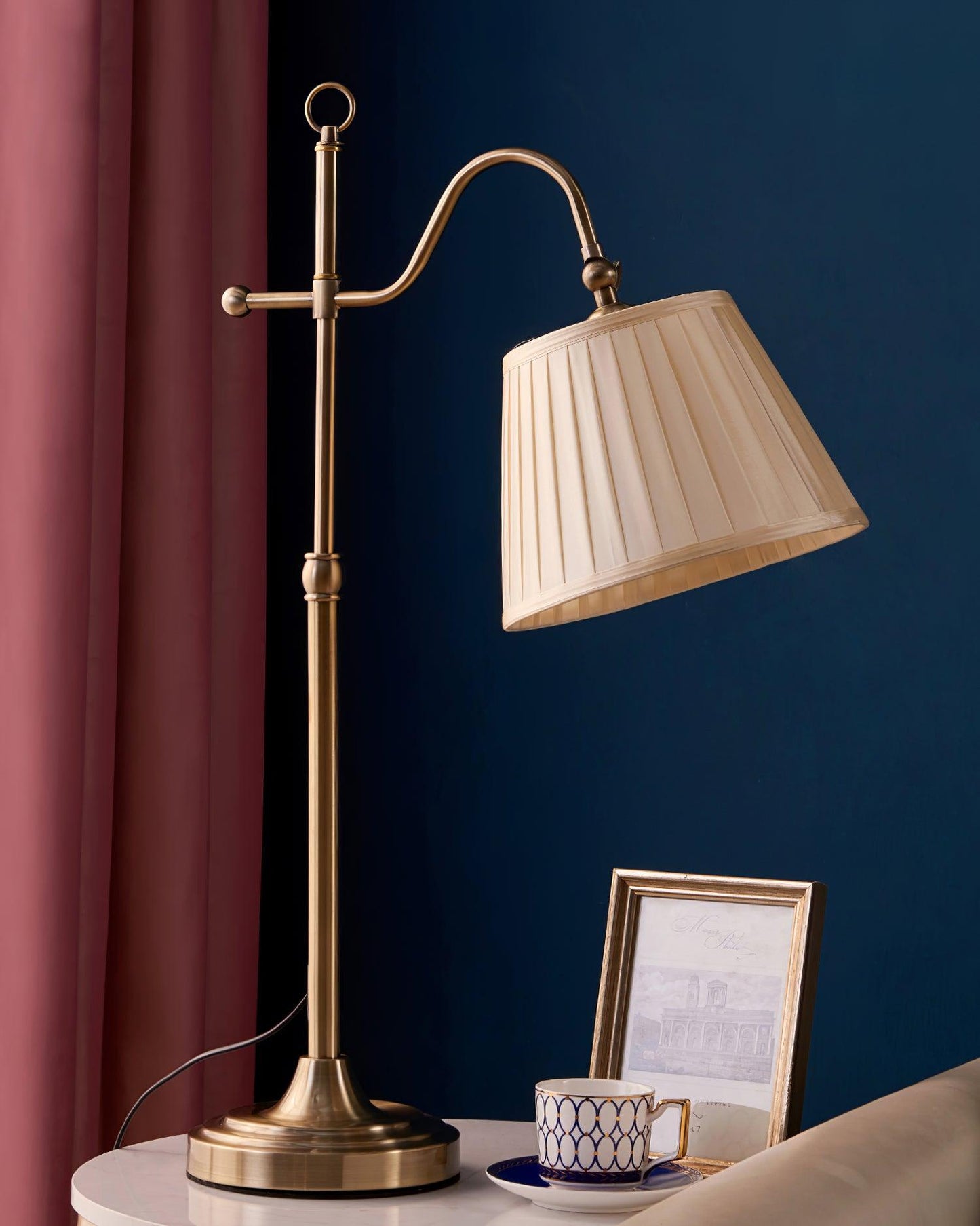 Suffolk Table Lamp | Antique Brass | Adjustable Cream Shade