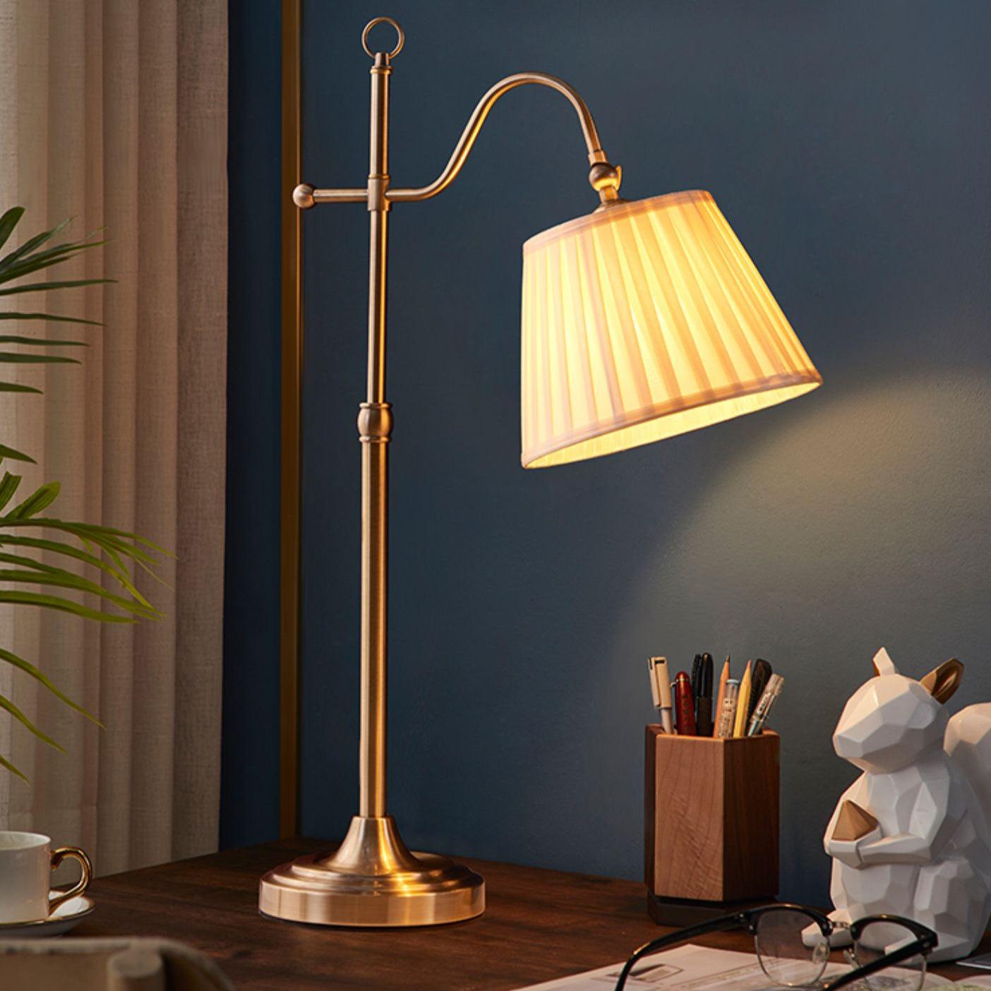 Suffolk Table Lamp | Antique Brass | Adjustable Cream Shade
