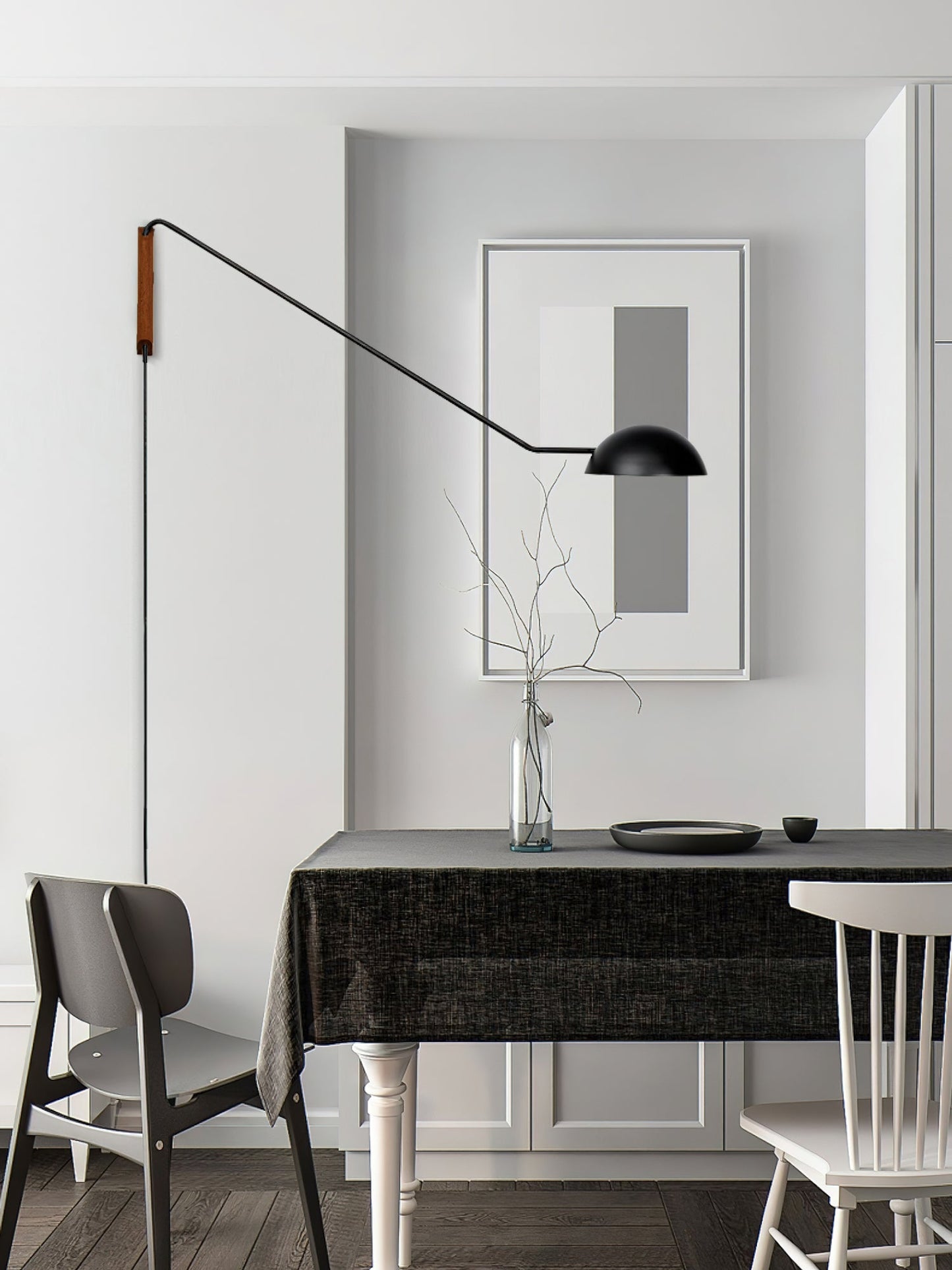 Swing Dome Wall Light Set | Wood & Aluminum | White and Black Finish