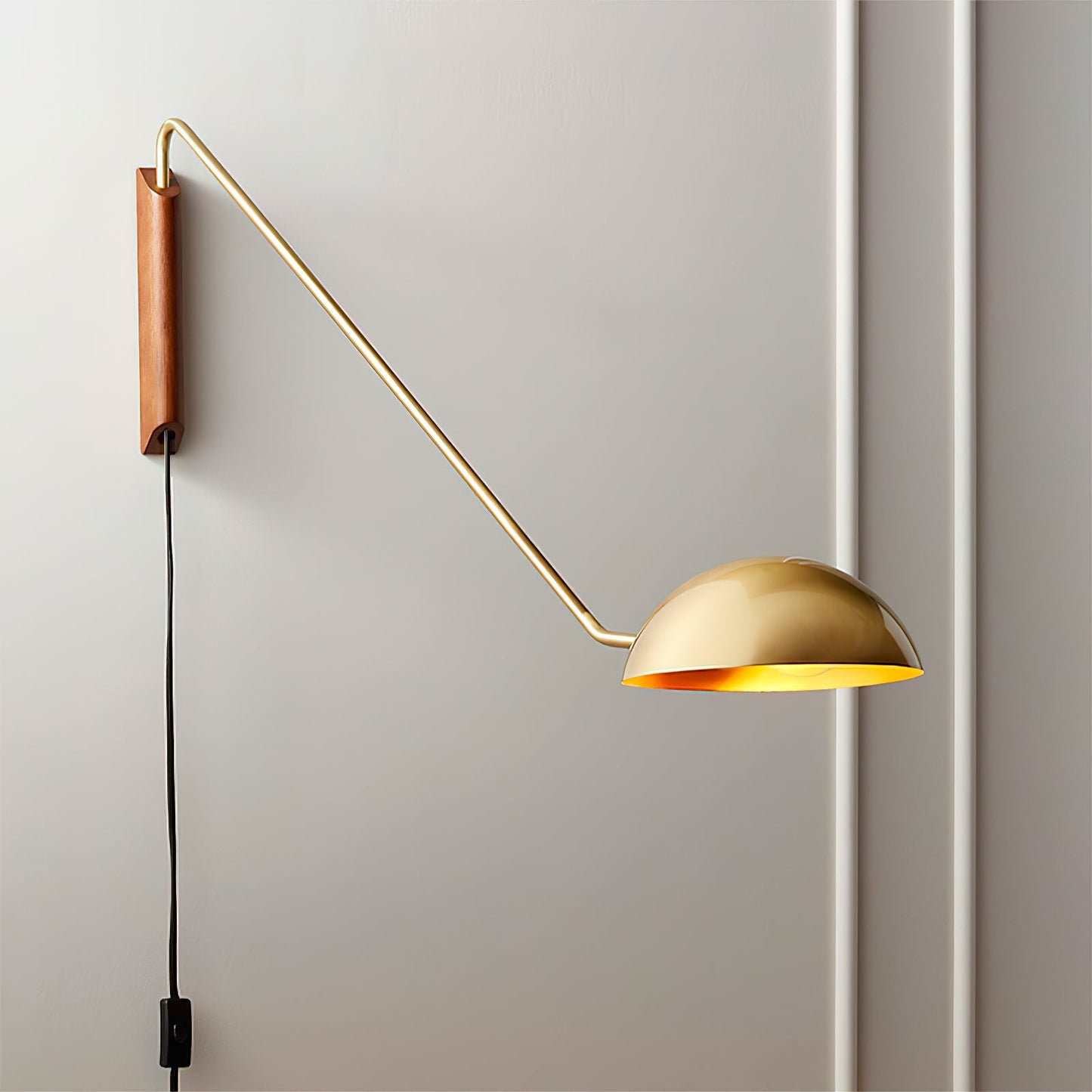 Swing Dome Wall Light Set | Wood & Aluminum | White and Black Finish