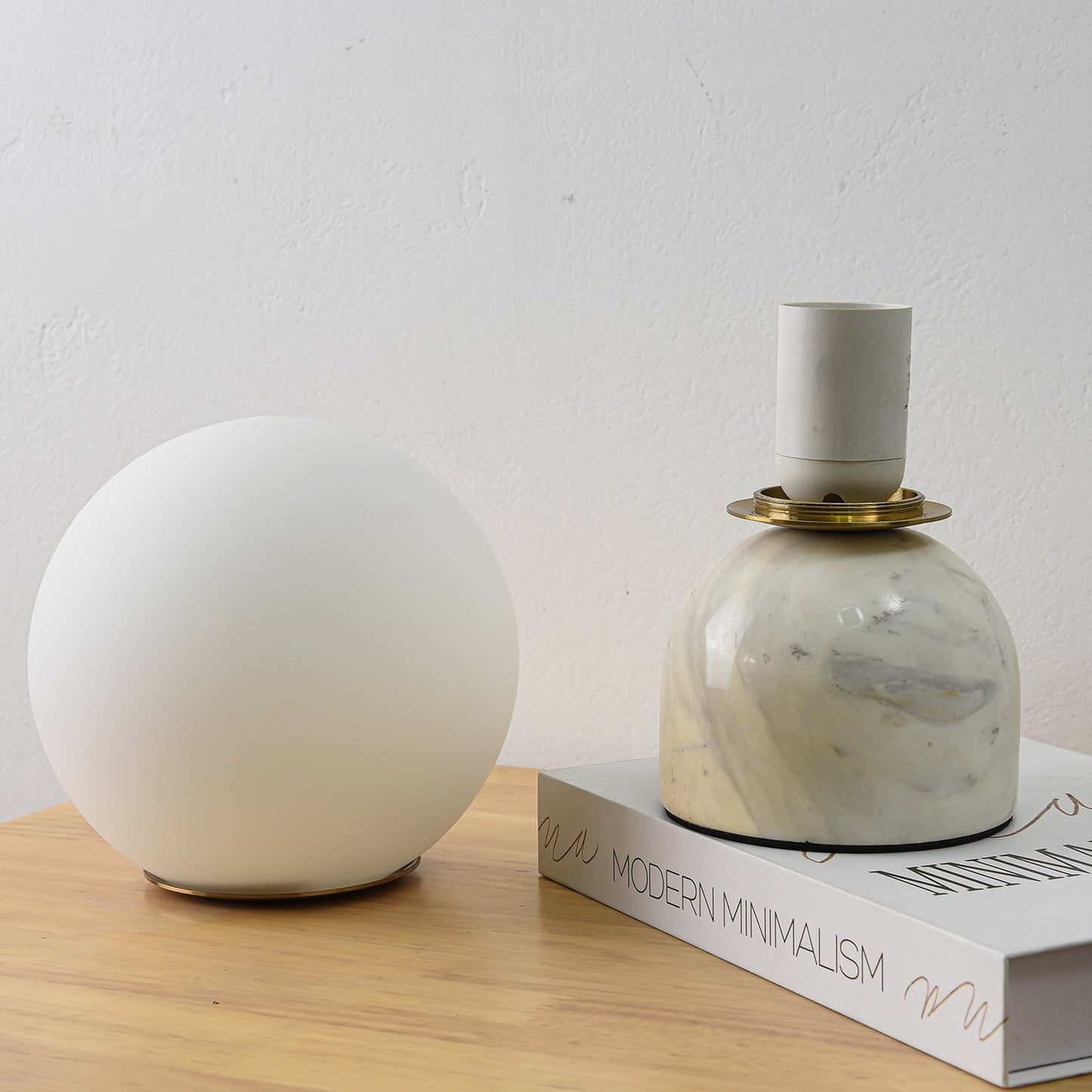 Marble Table Lamp | Elegant Glass Orb | White, Green, Black