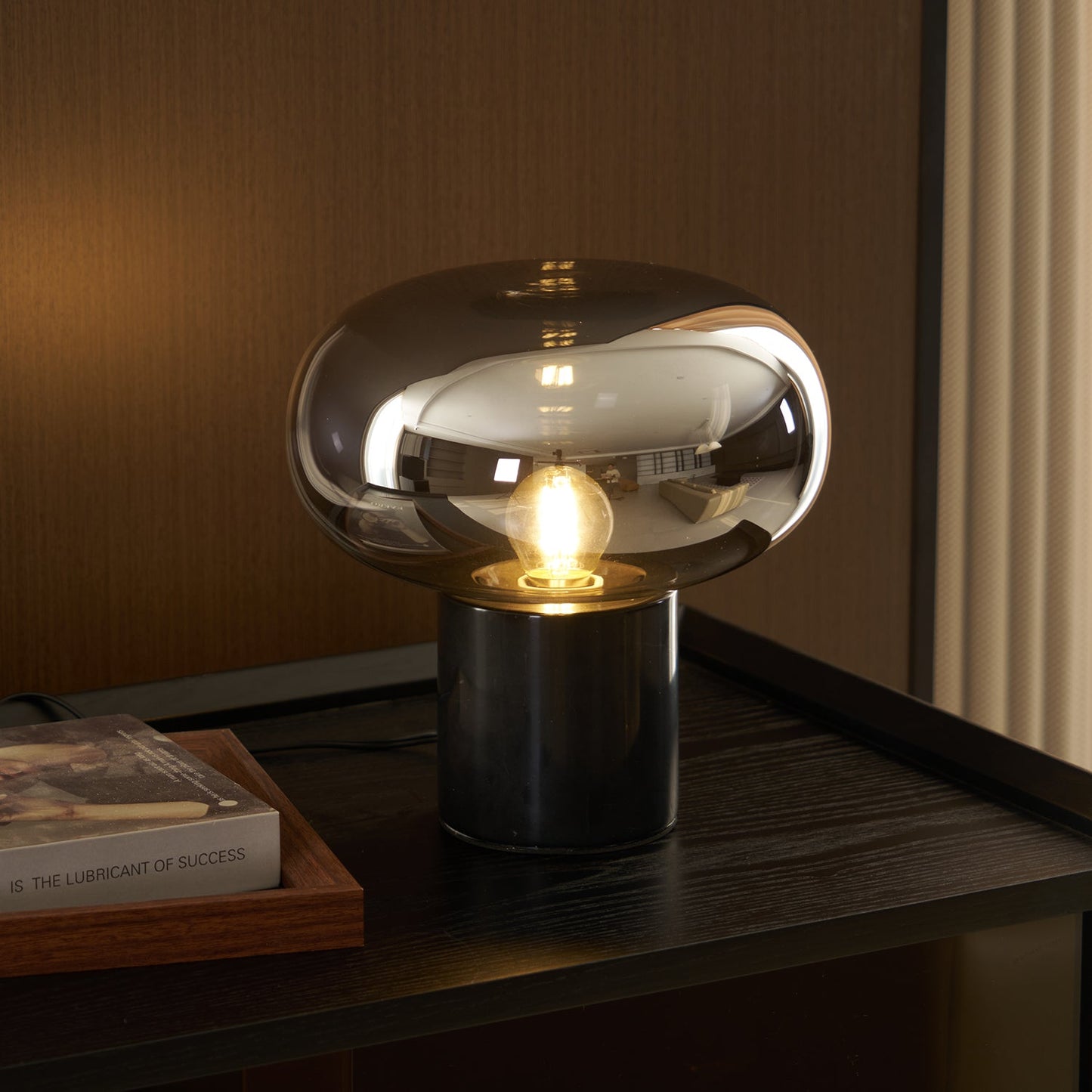 Sylvaine Table Lamp | Frosted Glass & Black Marble | 23cm or 32cm