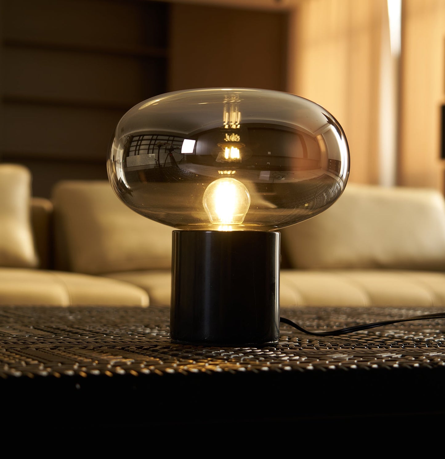 Sylvaine Table Lamp | Frosted Glass & Black Marble | 23cm or 32cm