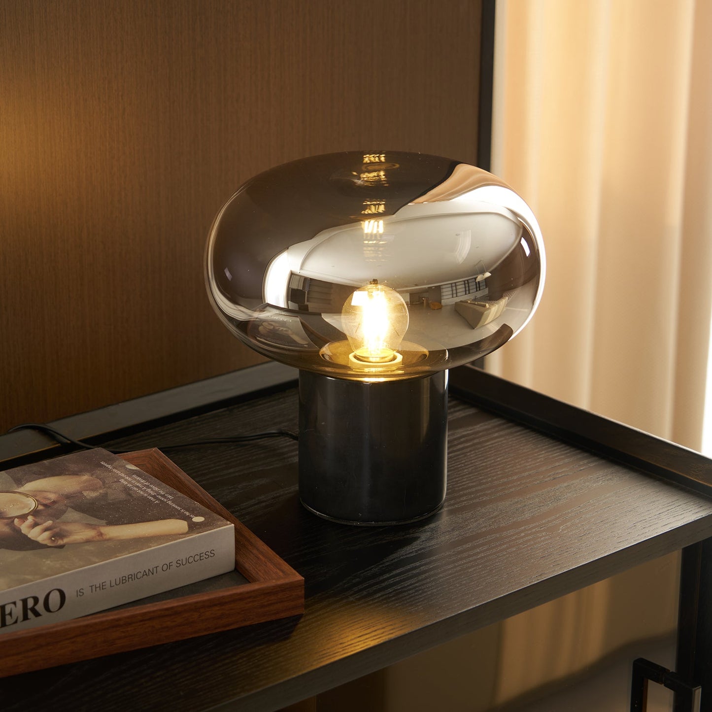 Sylvaine Table Lamp | Frosted Glass & Black Marble | 23cm or 32cm