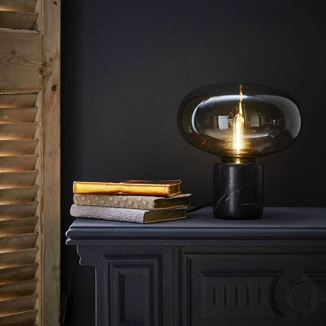 Sylvaine Table Lamp | Frosted Glass & Black Marble | 23cm or 32cm