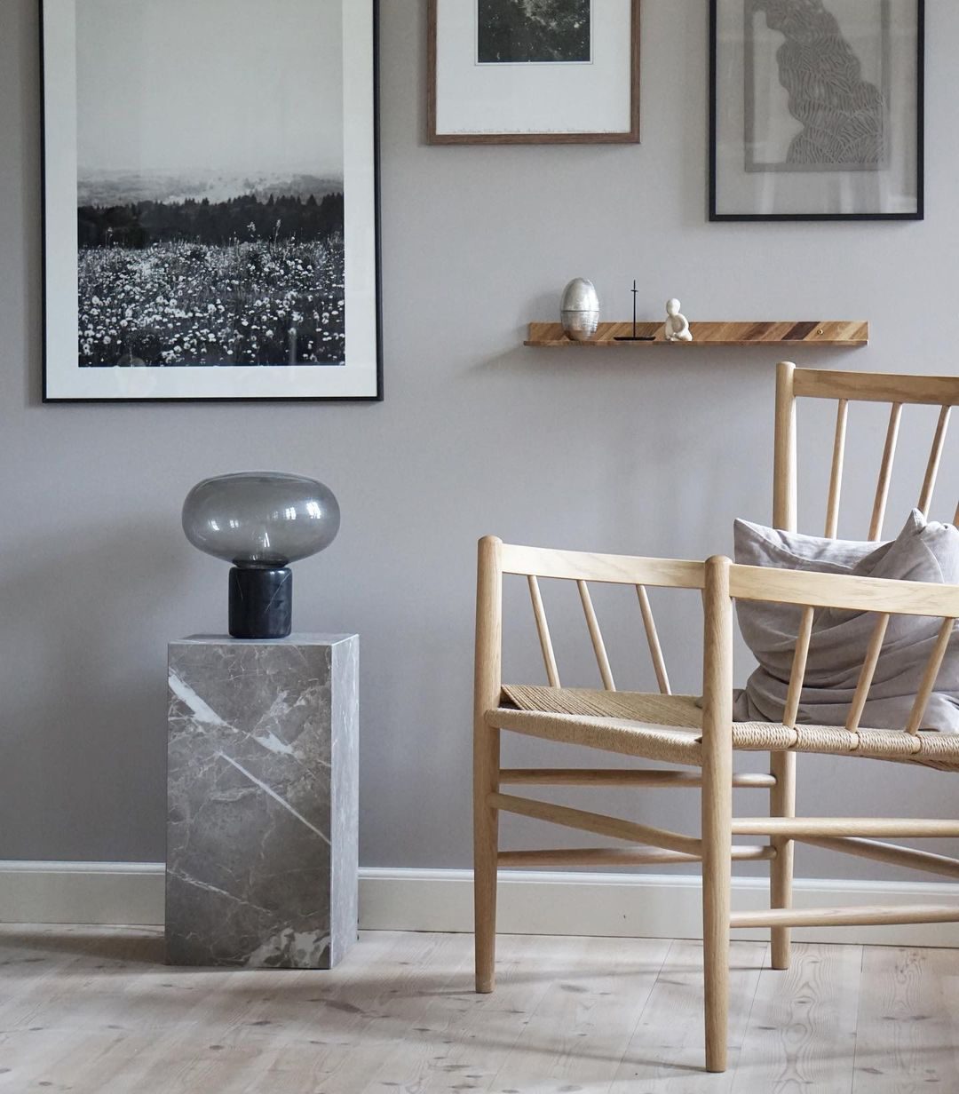 Sylvaine Table Lamp | Frosted Glass & Black Marble | 23cm or 32cm