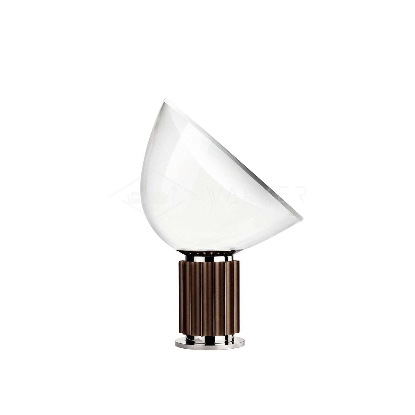Radar Table Lamp | Glossy White Aluminum & Clear Glass | Adjustable Design