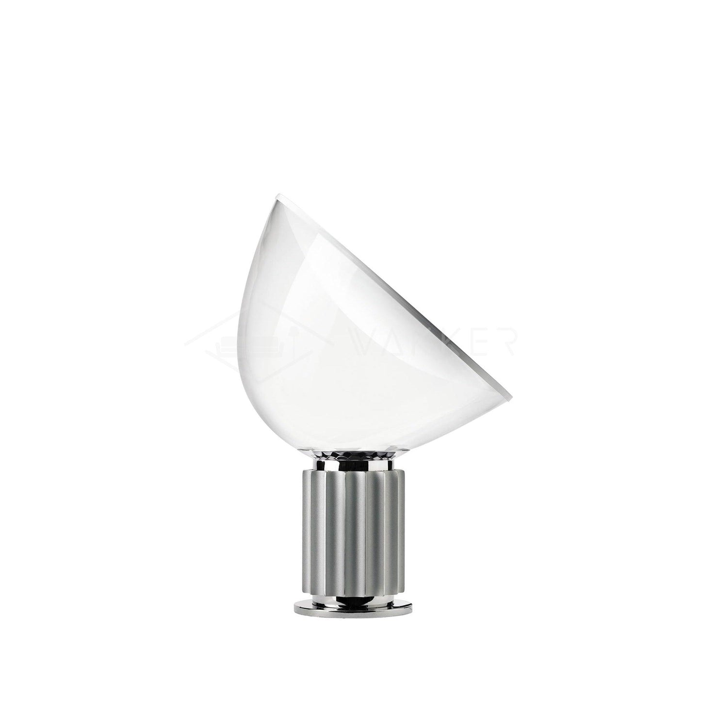 Radar Table Lamp | Glossy White Aluminum & Clear Glass | Adjustable Design