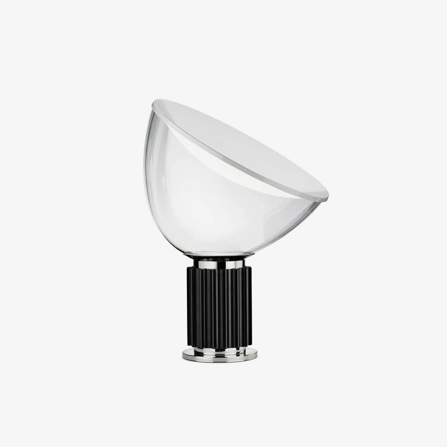 Radar Table Lamp | Glossy White Aluminum & Clear Glass | Adjustable Design