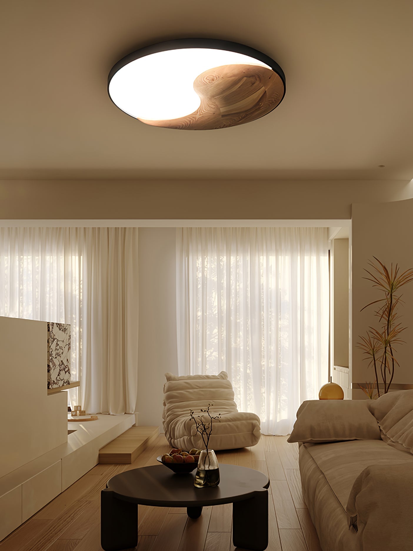 Taiyi Balance Ceiling Light | Wood & Metal | 65cm Diameter