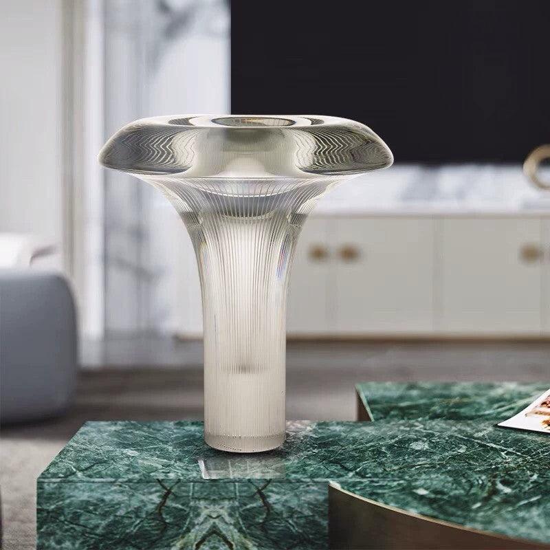 Takku Table Lamp | Transparent Glass & Metal | 34cm Diameter