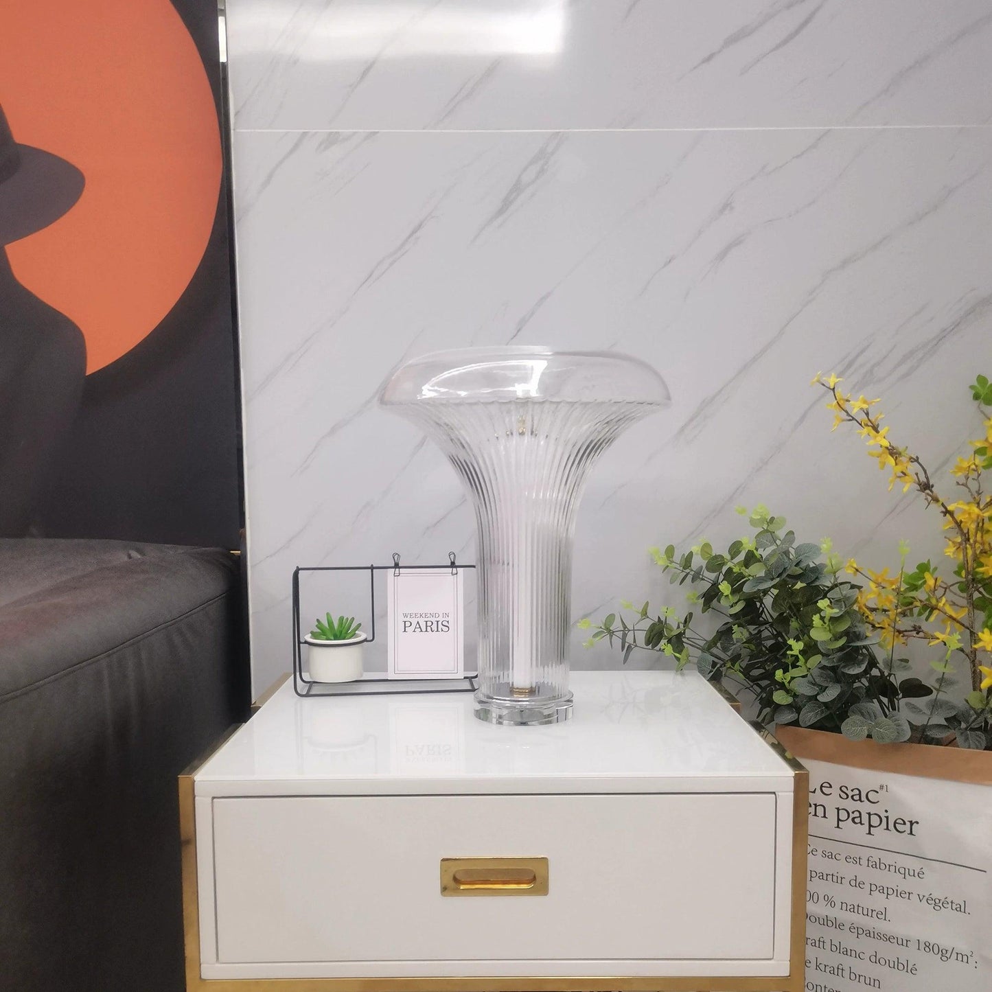 Takku Table Lamp | Transparent Glass & Metal | 34cm Diameter