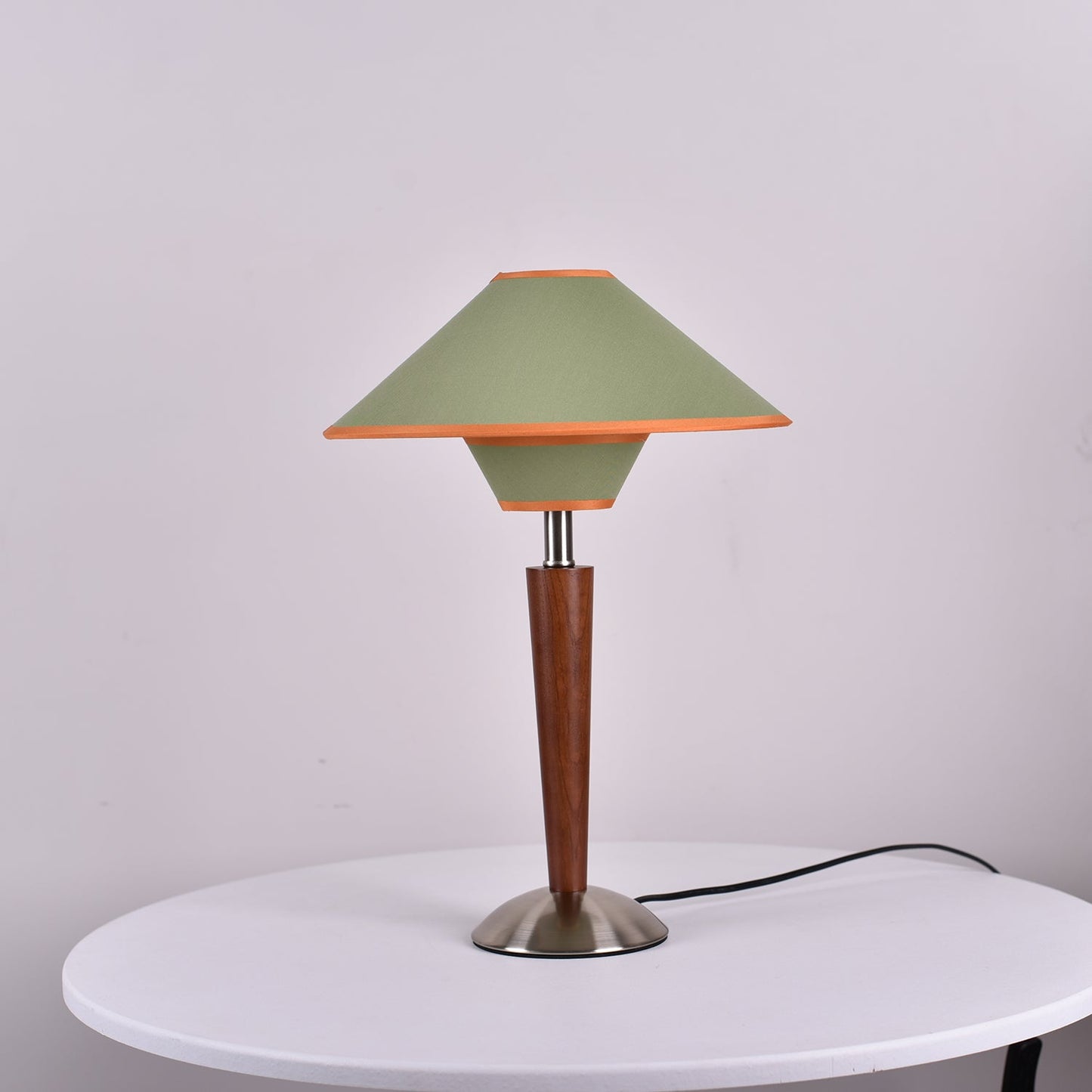 Talonwood Table Lamp | Walnut Wood & Fabric Shade | 30cm Diameter
