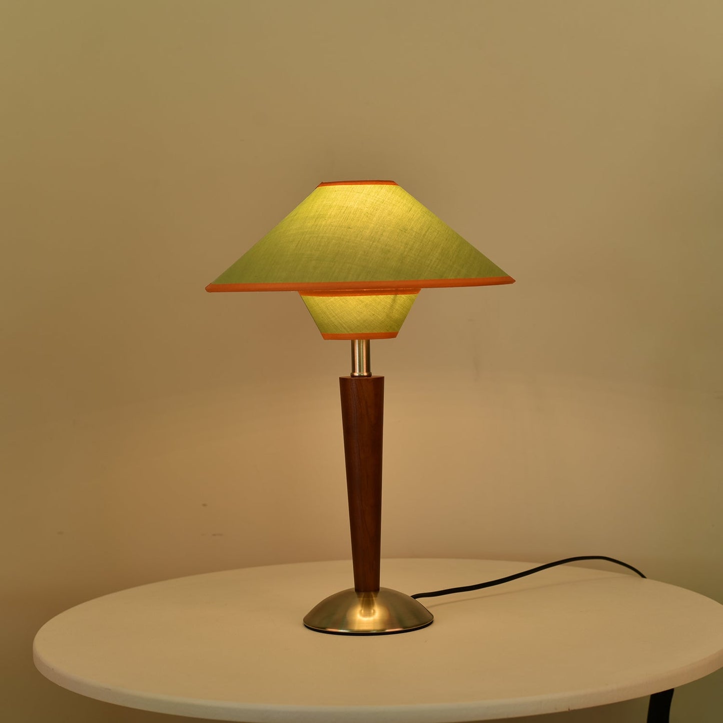 Talonwood Table Lamp | Walnut Wood & Fabric Shade | 30cm Diameter